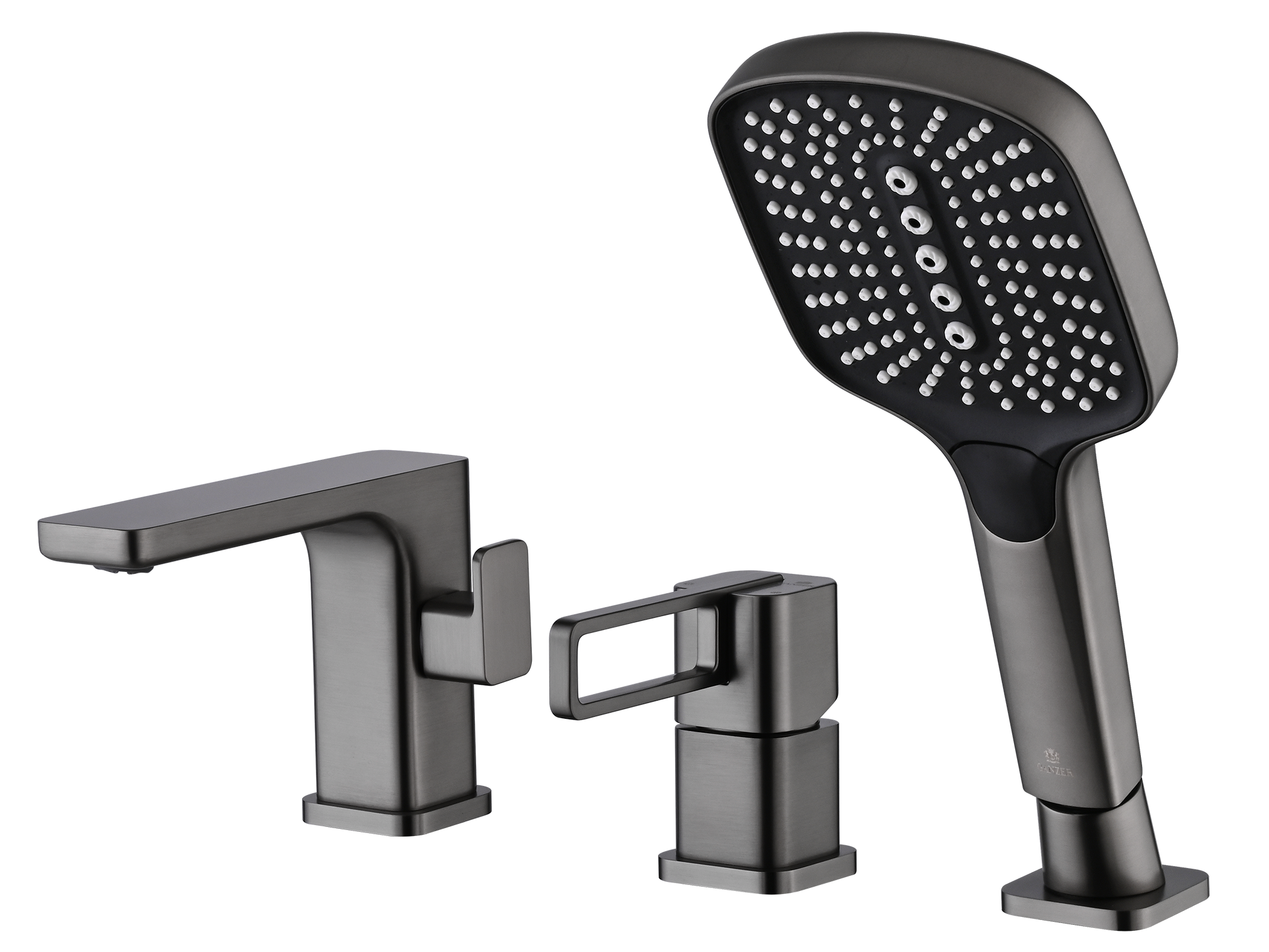 12133-Q Смеситель на борт ванны (3-отв,ГРАФИТ)  GANZER (10/1шт)