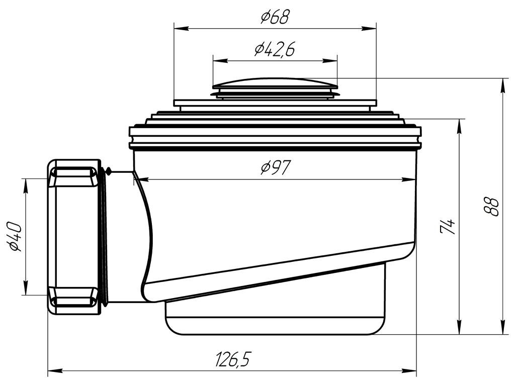 АНИ  Е410СLS  Сифон для поддона ХРОМ 1 1/2"*50 (12