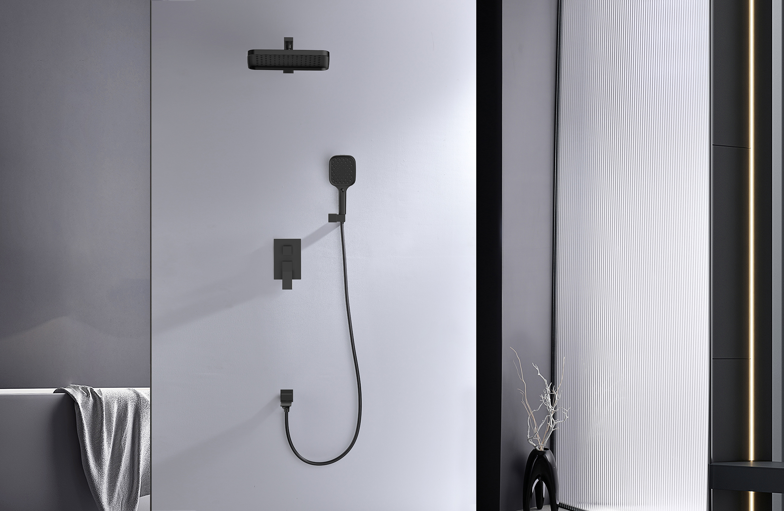 05165-C Смеситель встраиваемый для душа с 3-функ. (ЧЕРНЫЙ) GANZER (6/1шт)