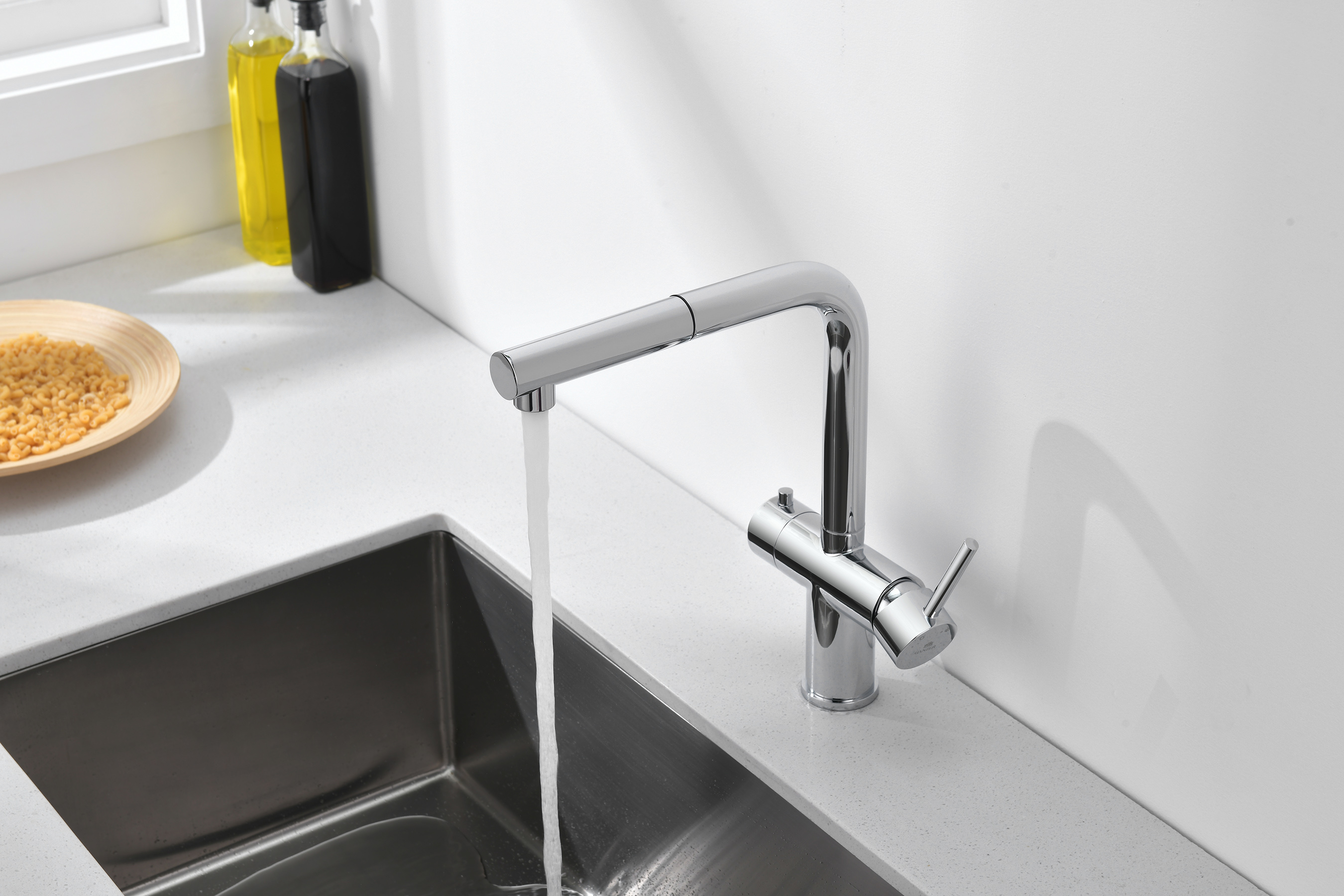 16036 Смес. од. для кухни с ВЫД. лейкой и подк. ФИЛЬТ. (ХРОМ)  GANZER (10/1шт)