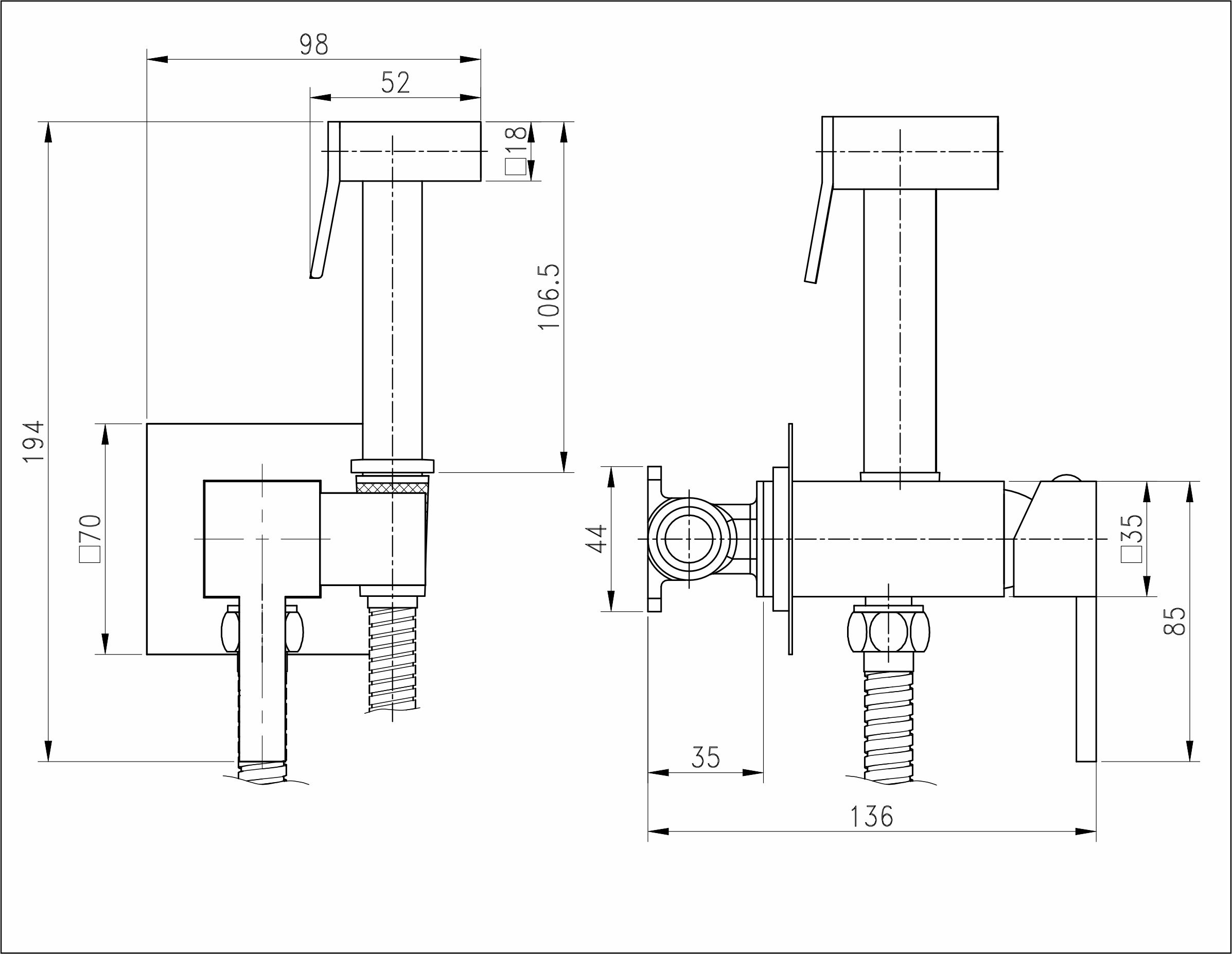 72101 Set Комплект встраива. для биде КВАДРАТ (ХРОМ) GANZER  (10/1шт)