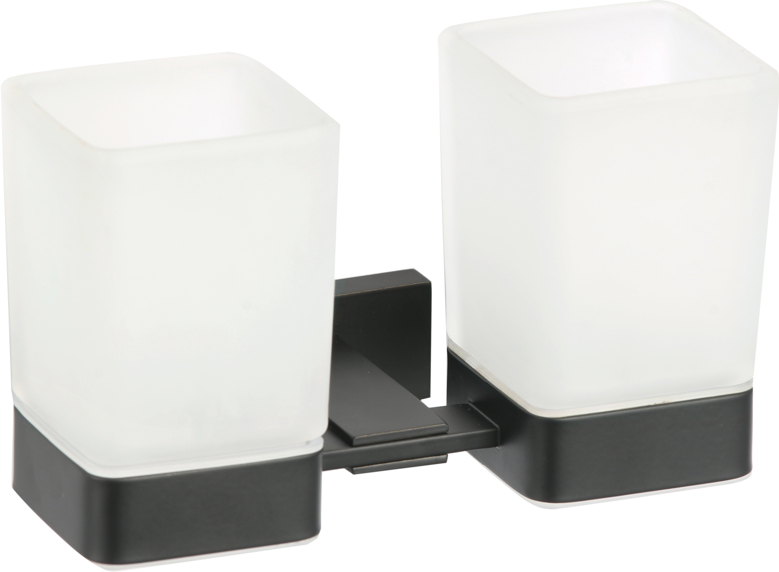 88080-C Стакан двойной стекло "настенный" (ЧЕРНЫЙ) GANZER (20/1шт)