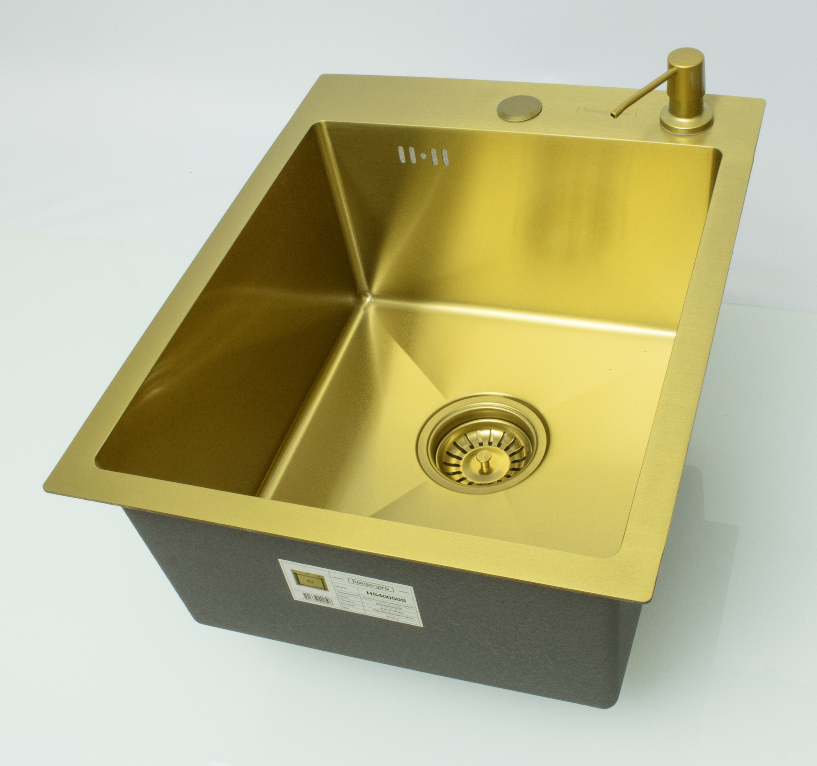 Мойка НЕРЖ  40х50  (МАТ. ЗОЛОТО) с дозатором  HANSEN  (1шт)