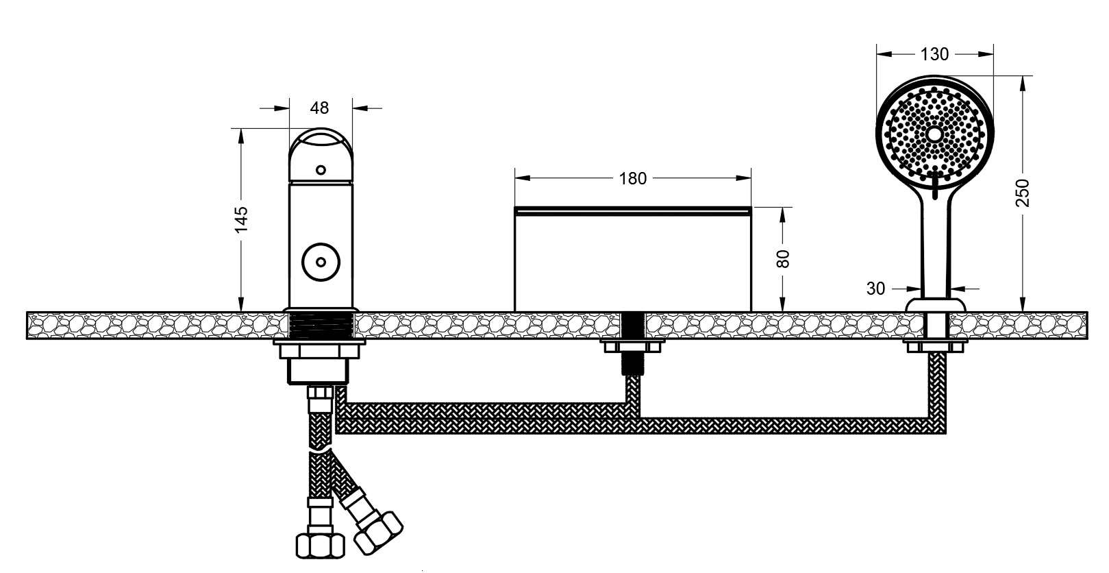 24033-S Смеситель на борт ванны (МАТ. ЗОЛОТО)  GANZER