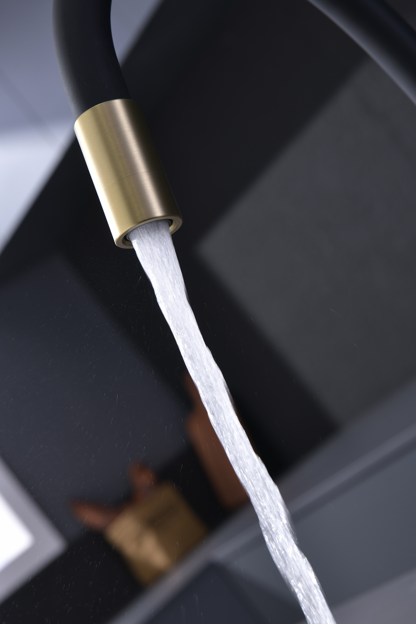 06127-S Смеситель для кухни с гиб. изл. и под. фильтра (Мат. Золото) GANZER (10/1шт)