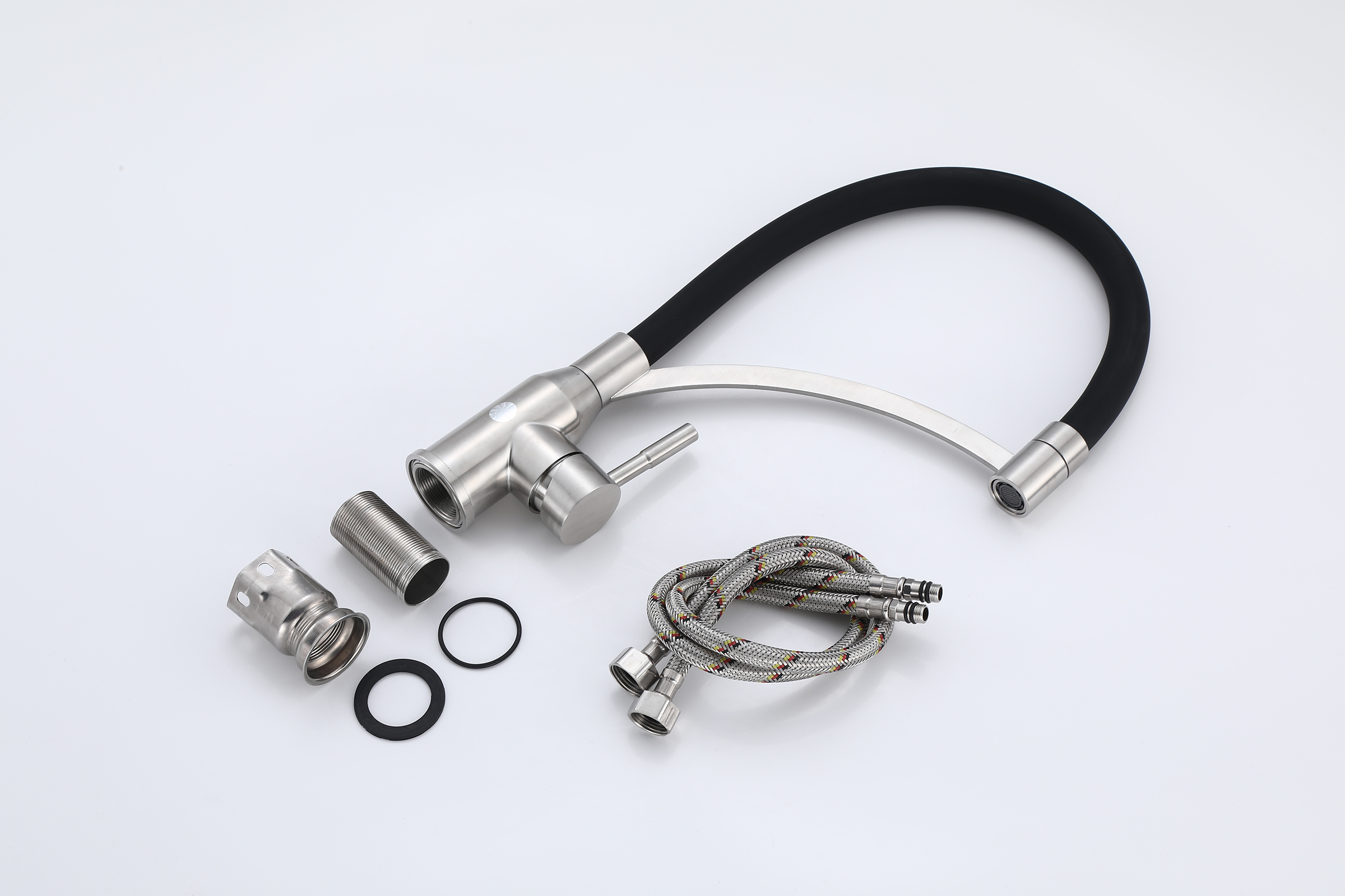 56043-GC Смес. из НЕРЖ. для кух. (САТИН с гиб. ЧЕР. изл.) HANSEN  (20/1шт)