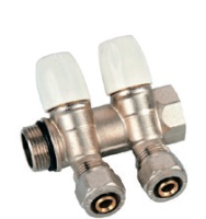 Коллектор с вент. кранами 1*16-2вых (БЕЛ. бар.) ViEiR (24/6шт)