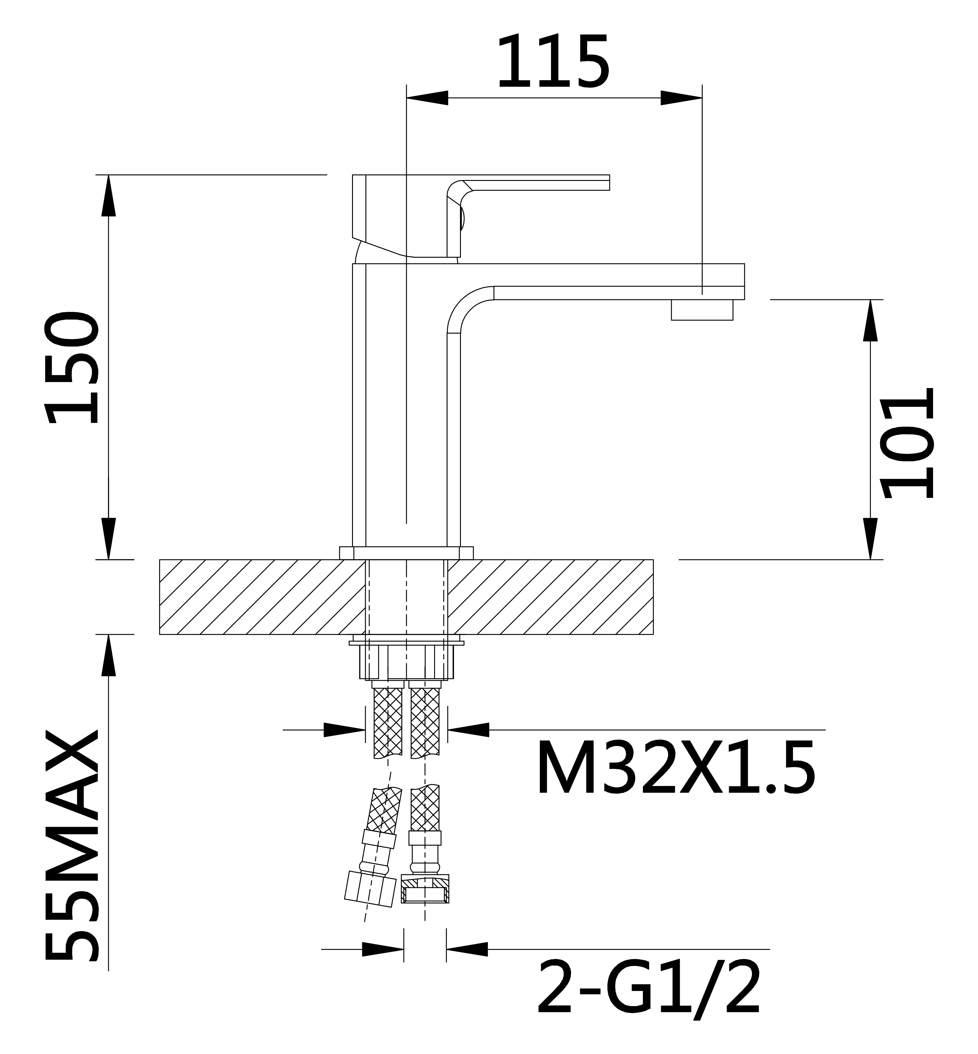 10010 Смеситель для умывальника HANSEN  (10/1шт)
