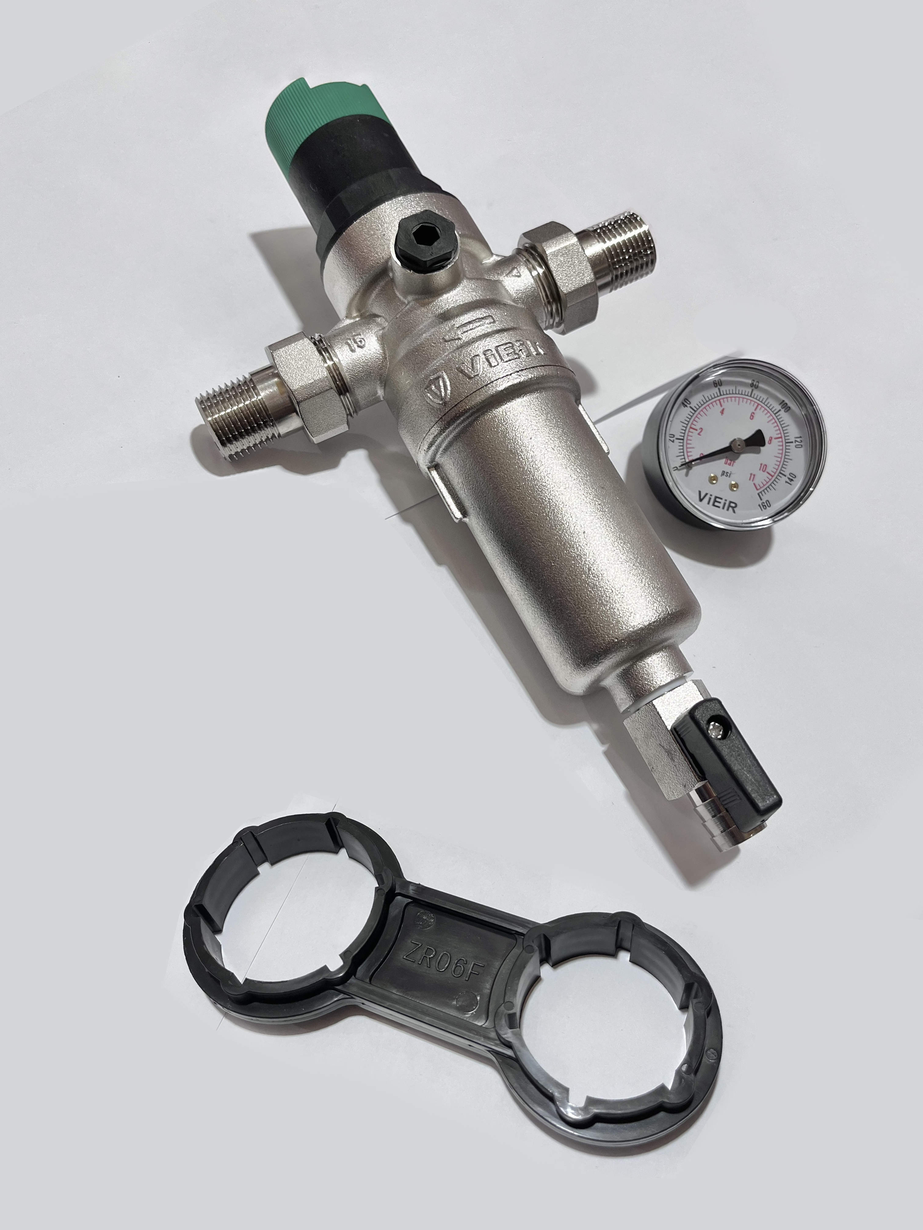 НИКЕЛЬ фильтр с редуктором давления 1/2 для ГОРЯЧЕЙ воды  ViEiR  (10/1шт)