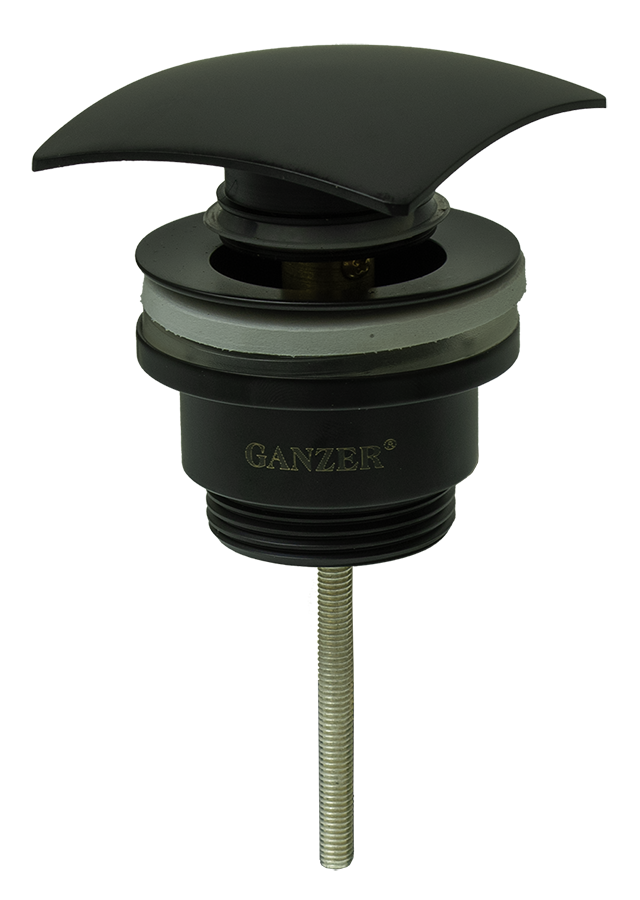 Донный клапан универсал. КВАД. (ЧЕРНЫЙ)  GANZER  (50/1шт)