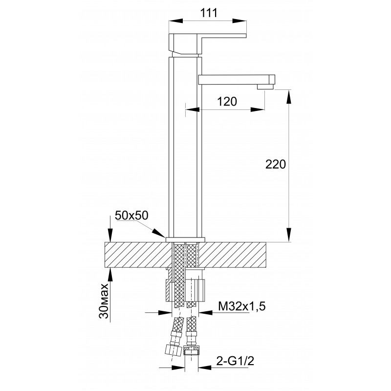 11001 Смеситель для умыв. (ВЫСОКИЙ) HANSEN  (10/1шт)