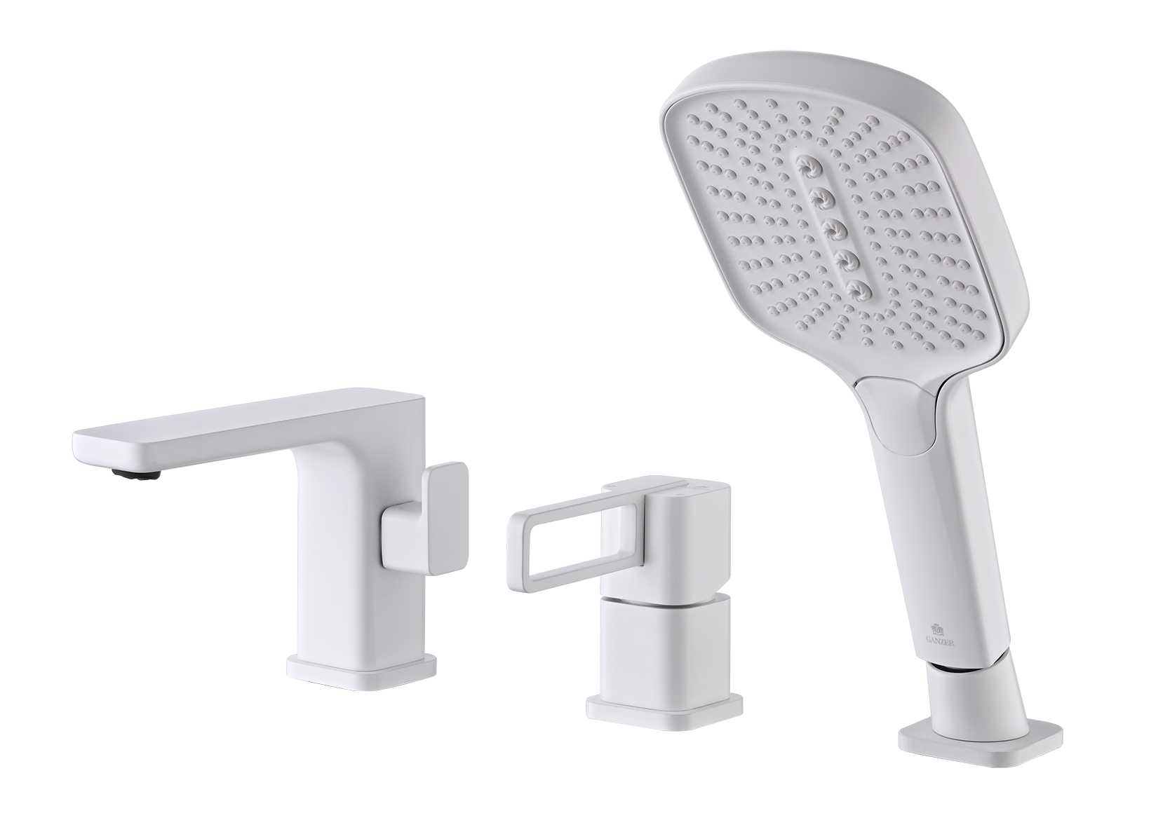 12133-F Смеситель на борт ванны (3-отв,БЕЛЫЙ)  GANZER (10/1шт)