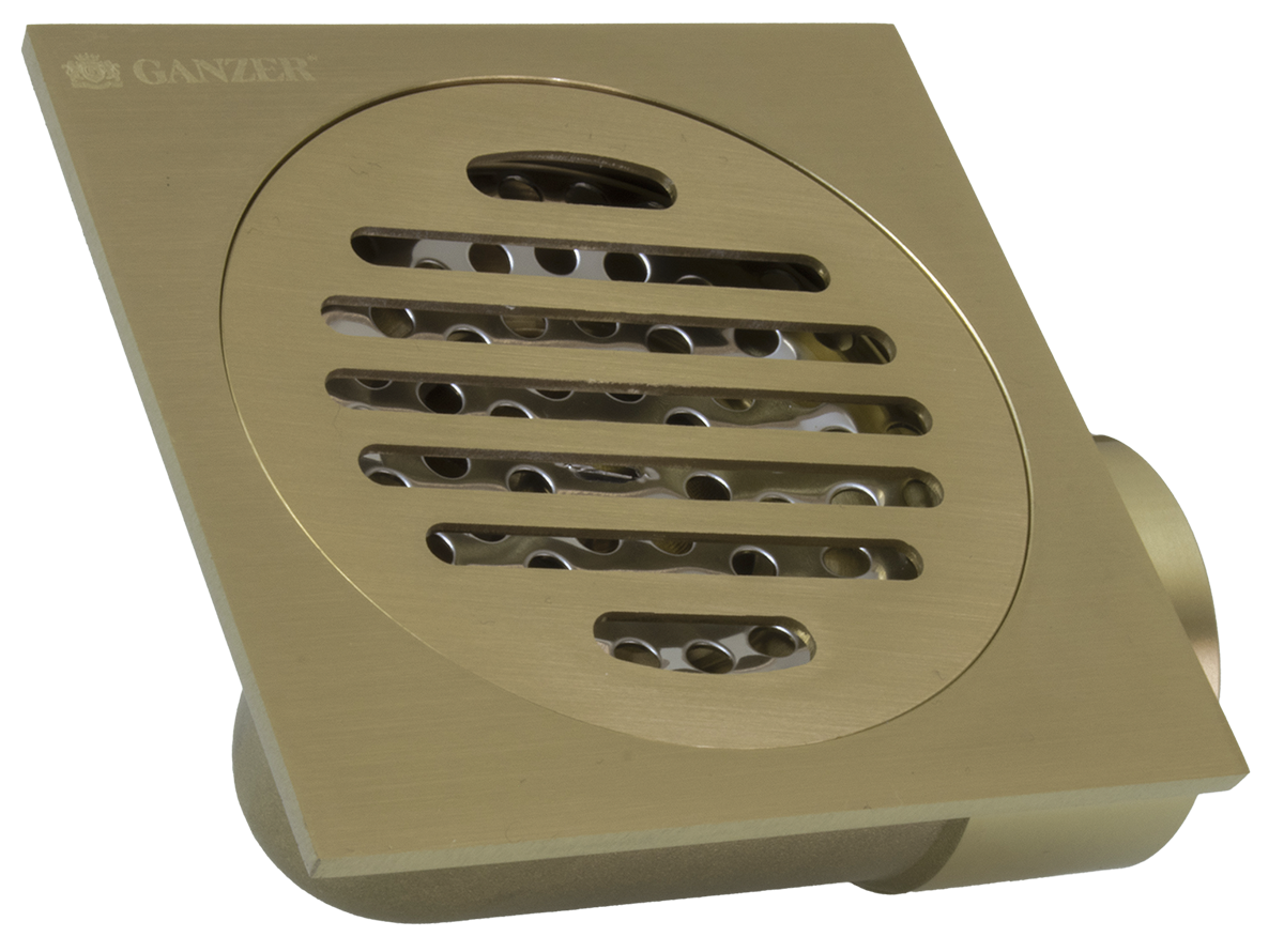 Трап угловой 10 х 10  (МАТ. ЗОЛОТО)  GANZER  (60/1шт)