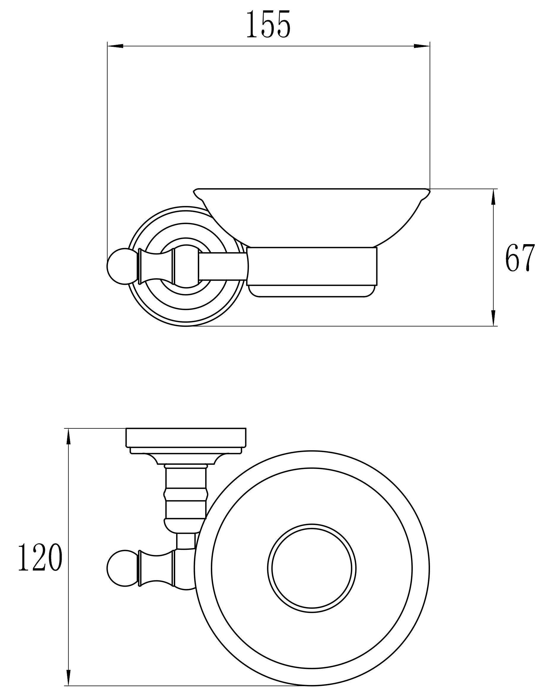 31020-E Мыльница стекло (настенный) (ЗОЛОТО) GANZER (20/1шт)