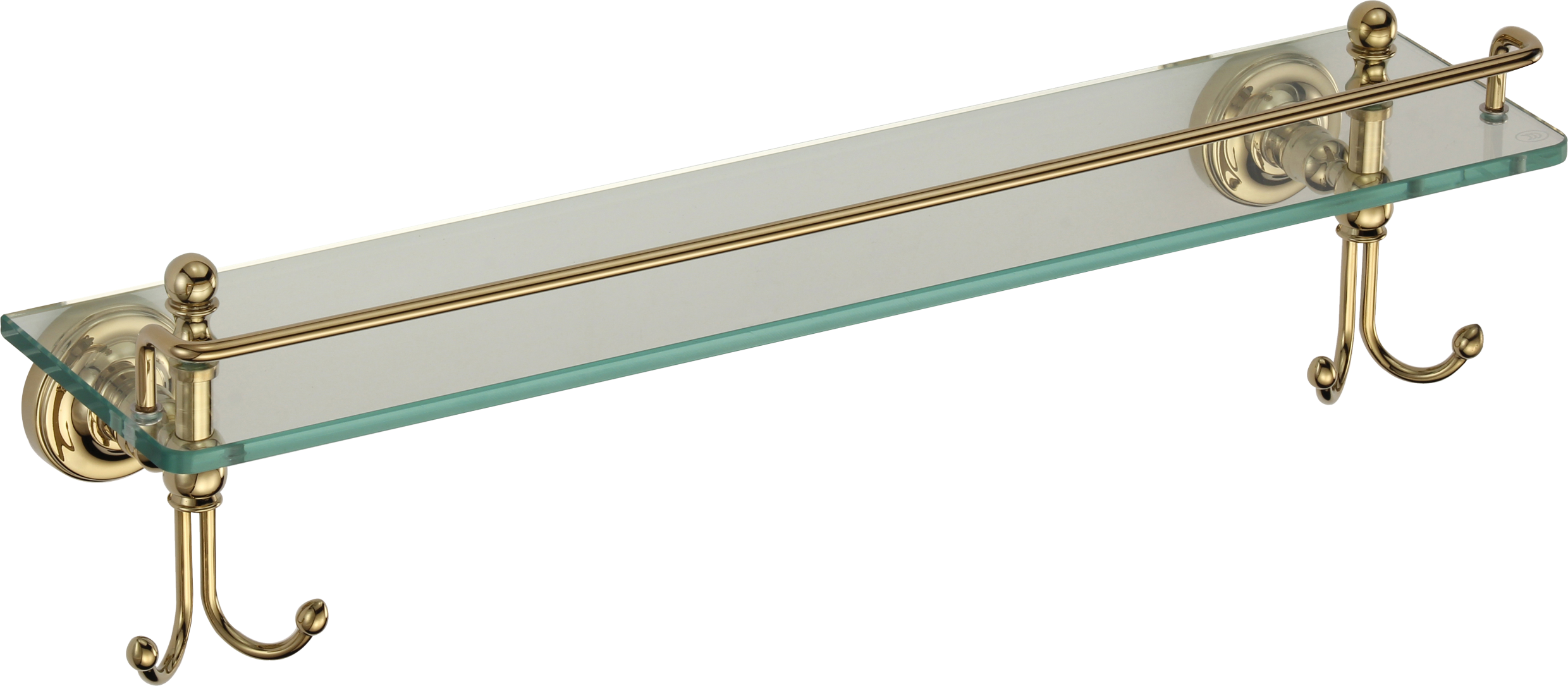 31007-E Полка стеклянная (ЗОЛОТО) GANZER  (10/1шт)