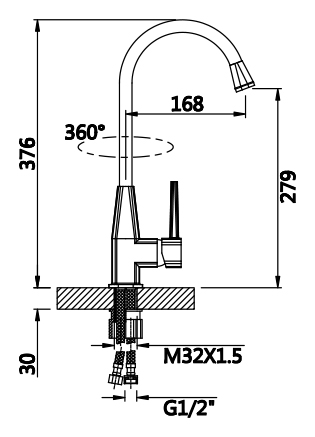 40082-C Смеситель для кухни высокий (ЧЕРНЫЙ) HANSEN  (10/1шт)