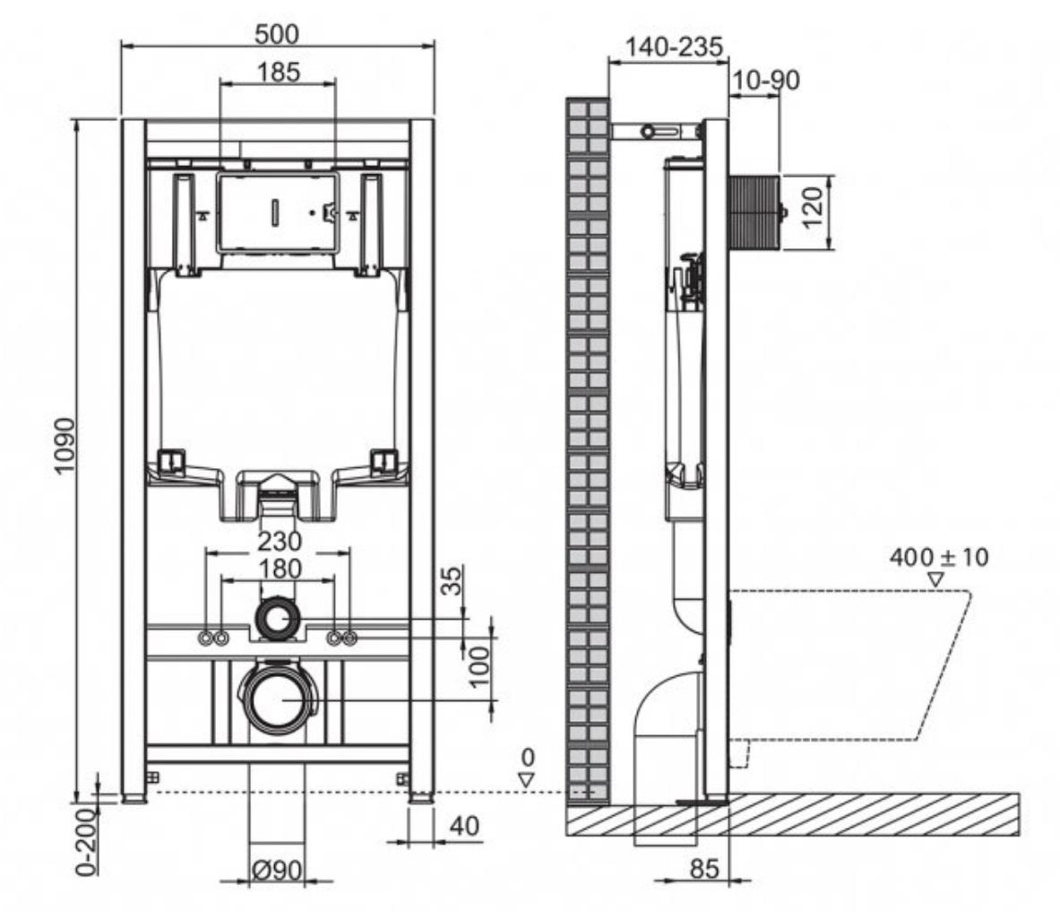 Инсталляция OLI 120 ECO, мех.+панель слива Slim хром. (ПОРТУГАЛИЯ) ОЛИ