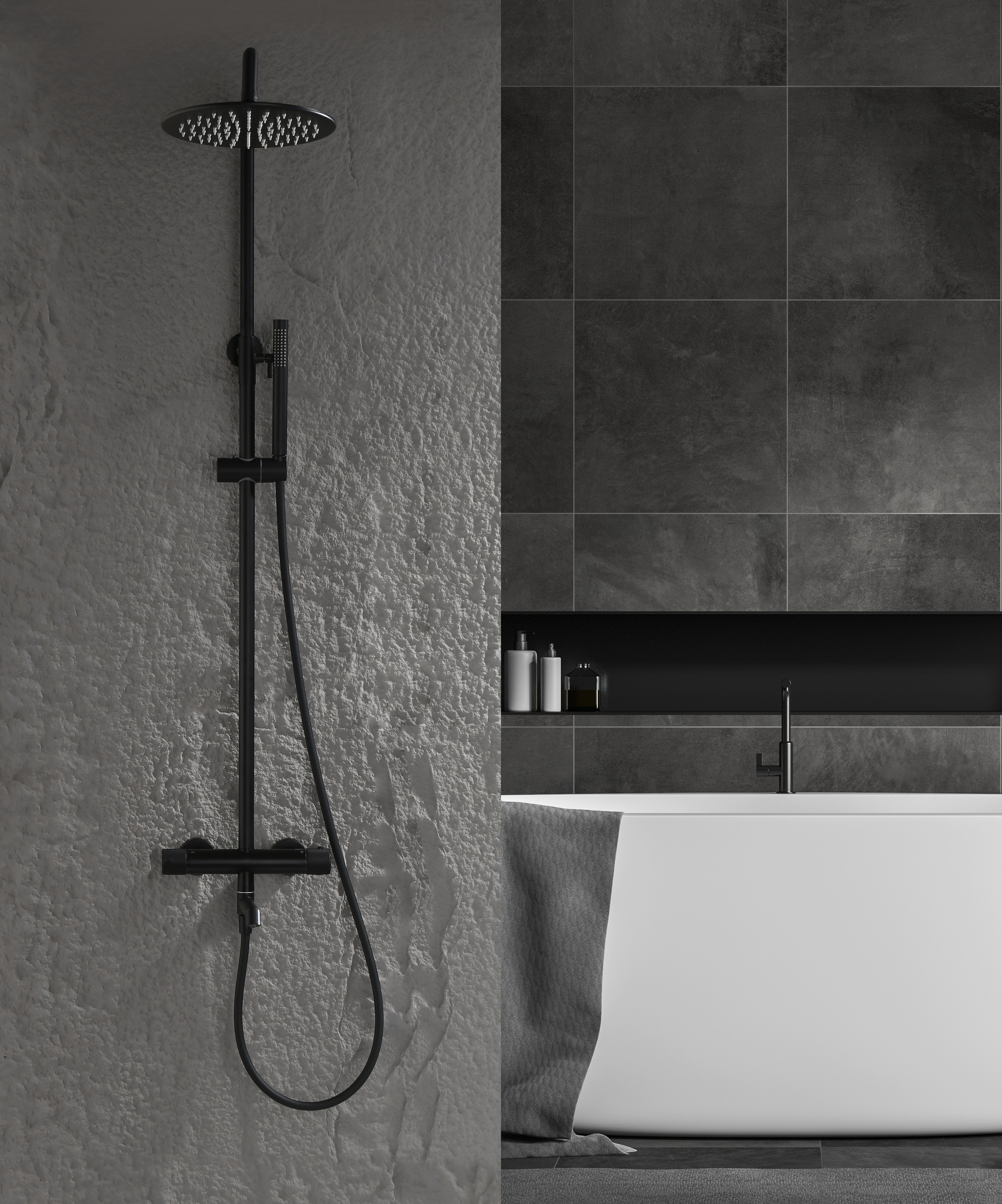 19170-C Душевая система с термостатом (ЧЕРНЫЙ) GANZER (5/1шт)