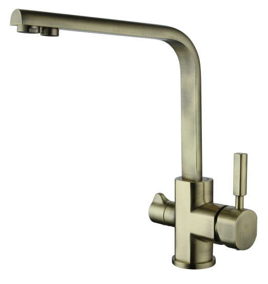 16034-D Смеситель для кухни на две воды (БРОНЗ) "GANZER" (10/1шт)  Л/К