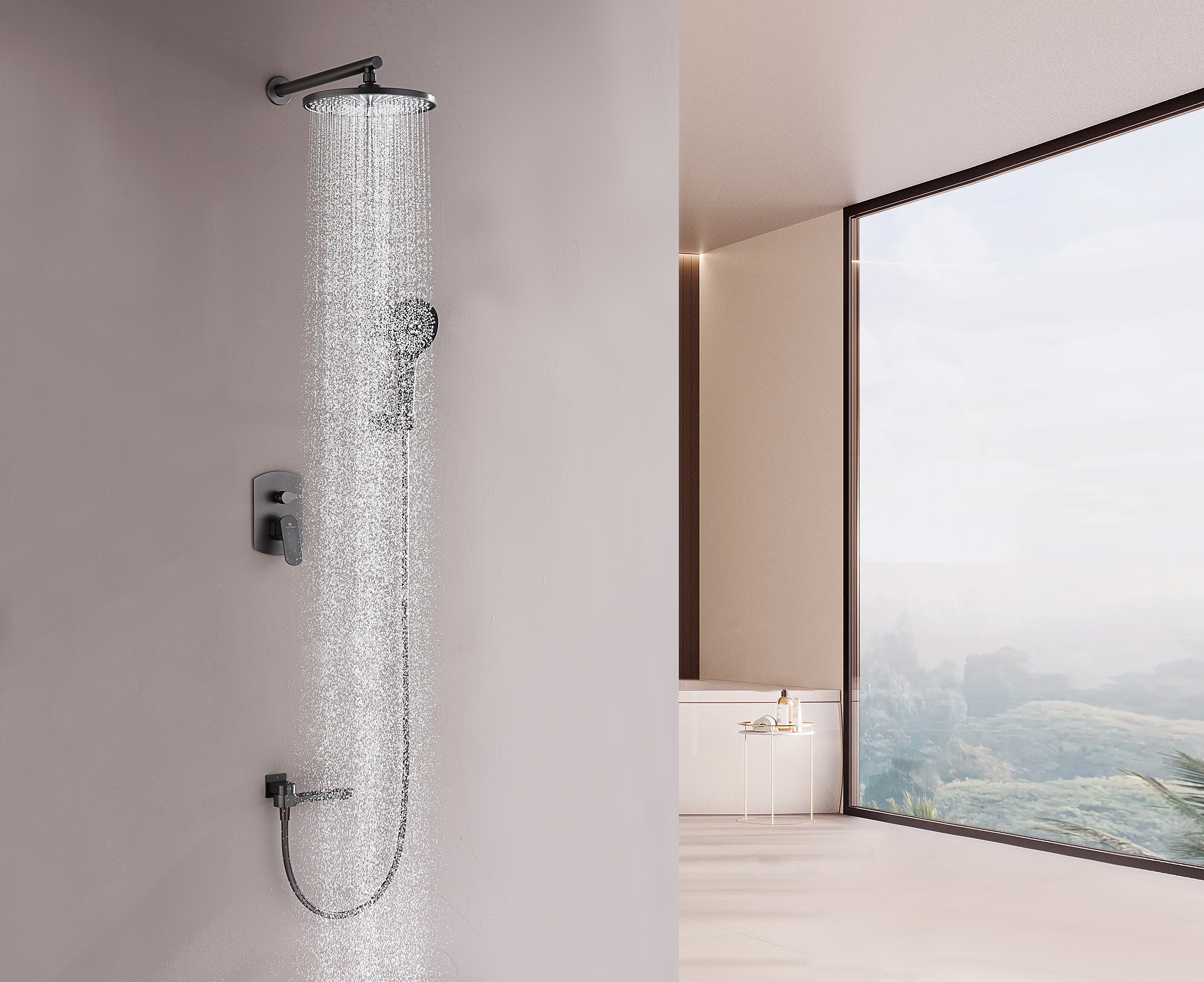 06165-Q Смеситель встраиваемый для душа с 3-функ. (ГРАФИТ) GANZER (6/1шт)