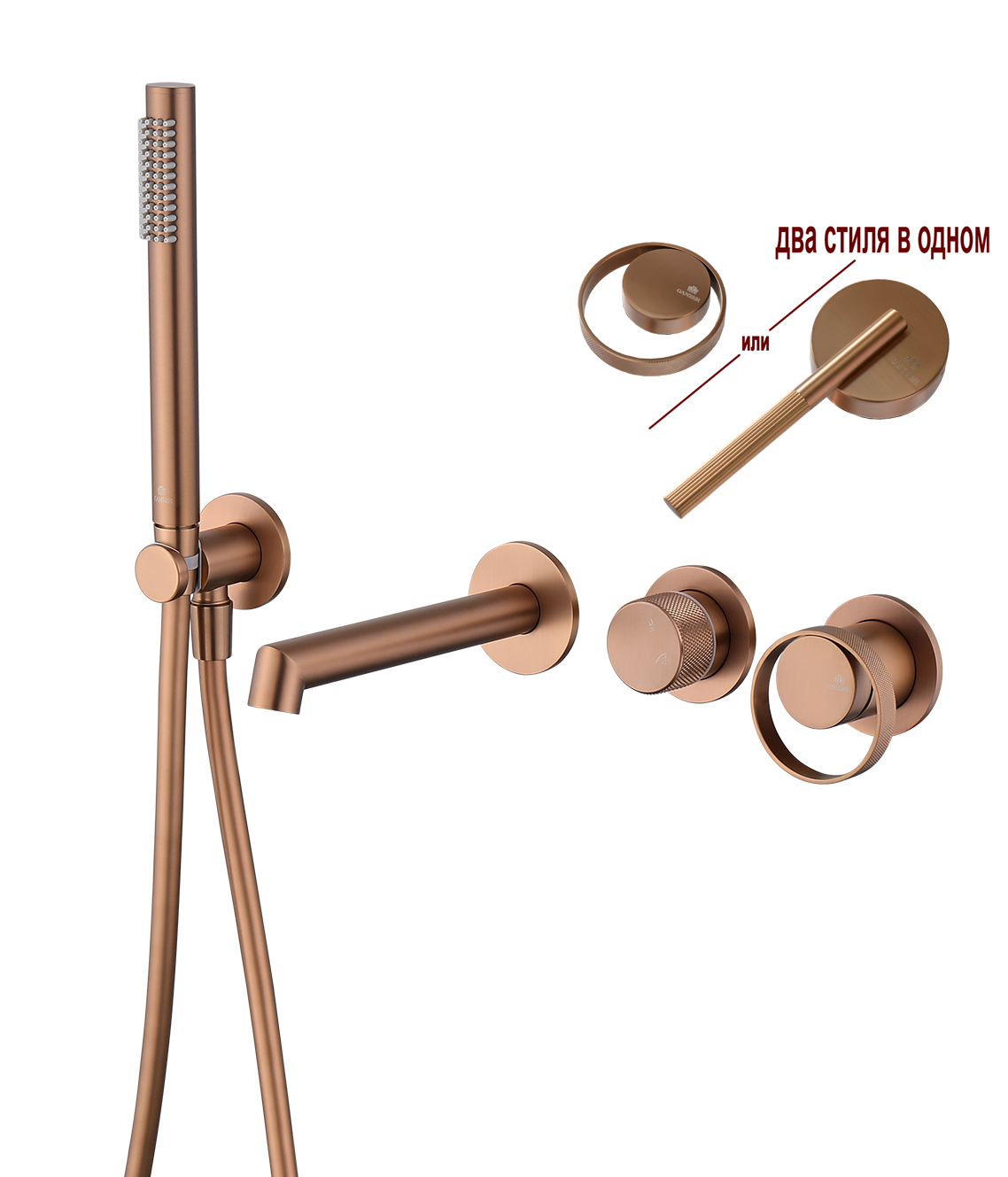 19134-R Встроенный смес. для ванны  (Роз. Золото) GANZER  (6/1шт)