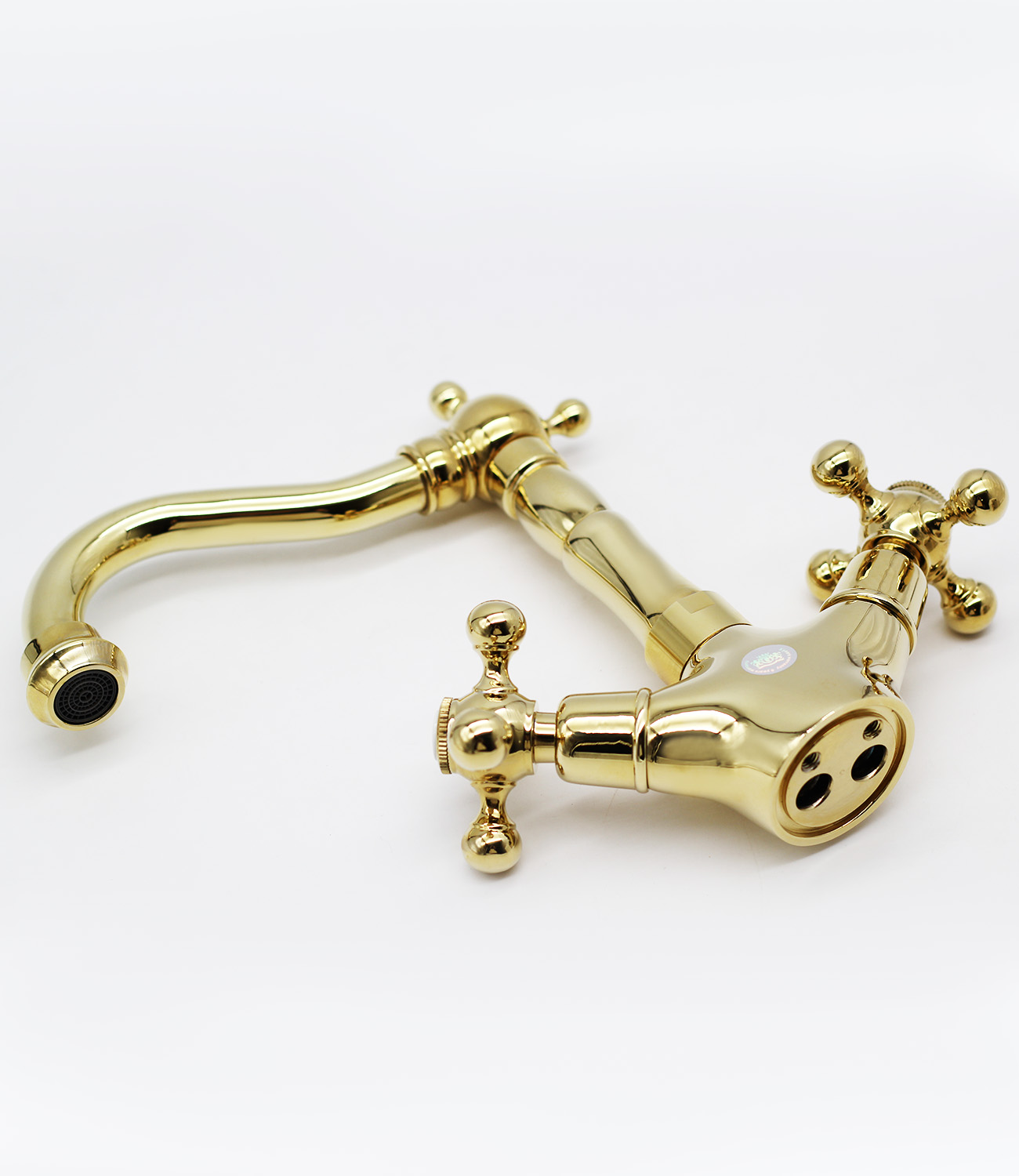 09112-E Смеситель двухвент. для умыв. (ЗОЛОТО)  GANZER (10/1шт)