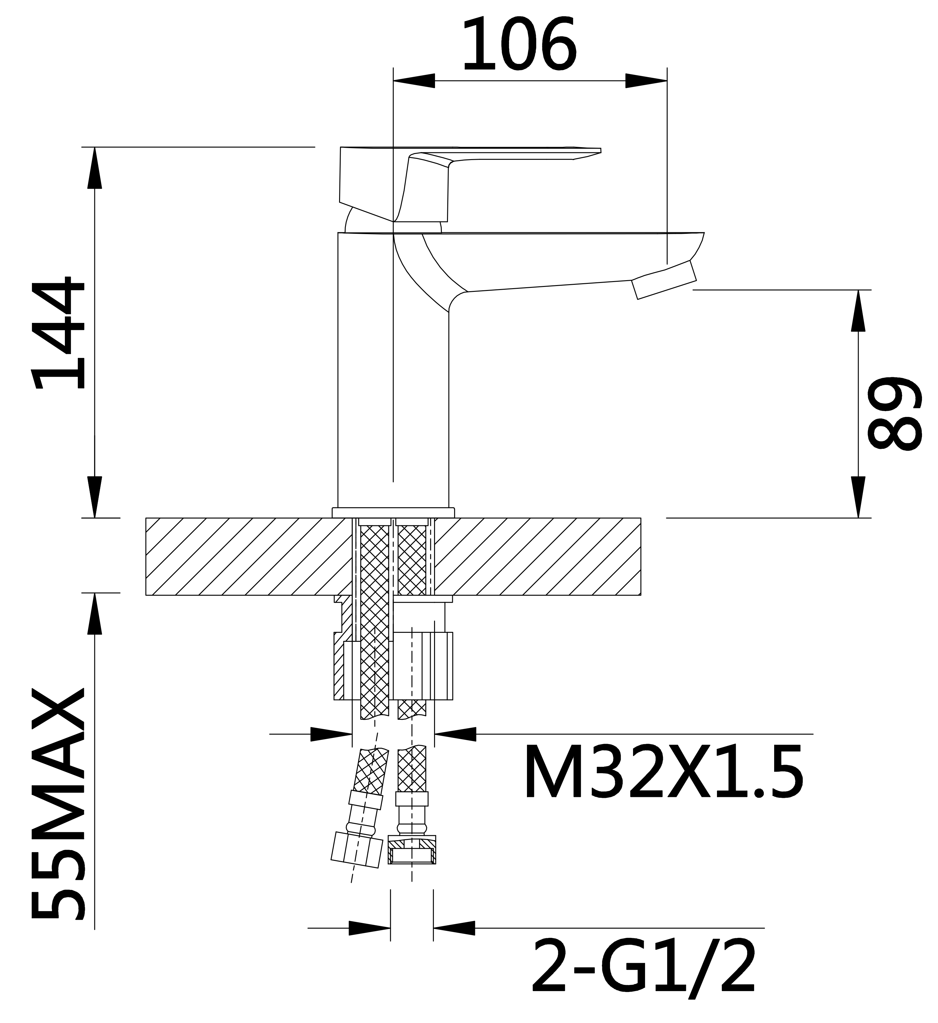 10018-F Смеситель для умывальника (БЕЛЫЙ) HANSEN  (10/1шт)