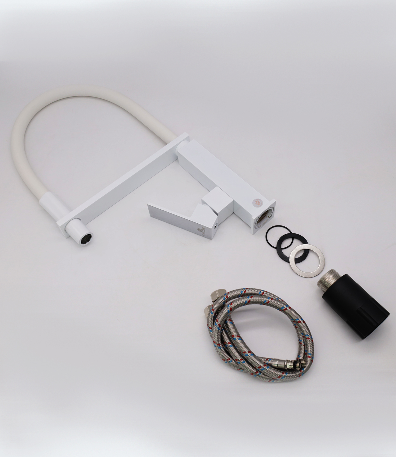 16037-F Смеситель для кухни с гибким изливом (БЕЛЫЙ)  GANZER