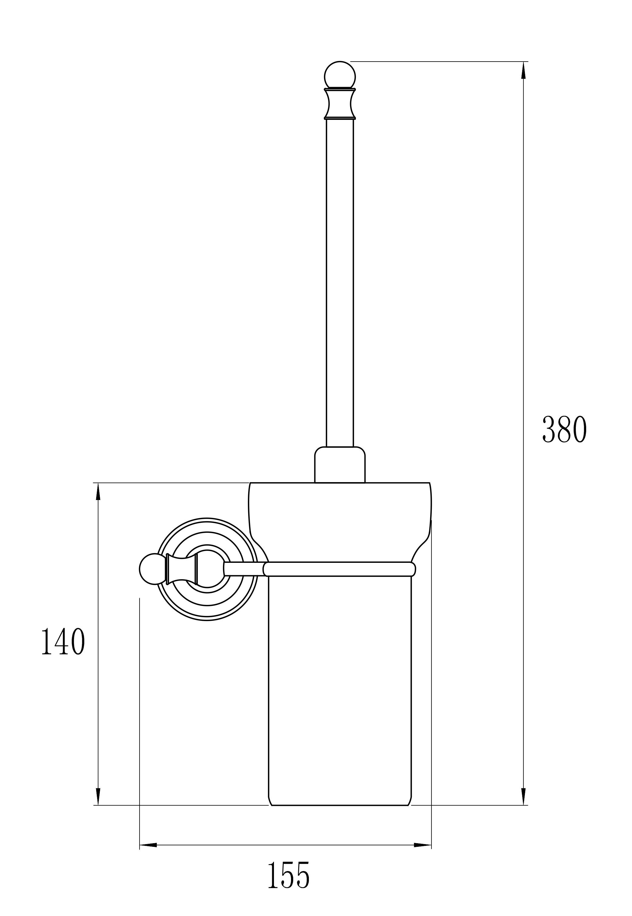 31090-D Ершик настенный стекло (БРОНЗА)  GANZER (10/1шт)