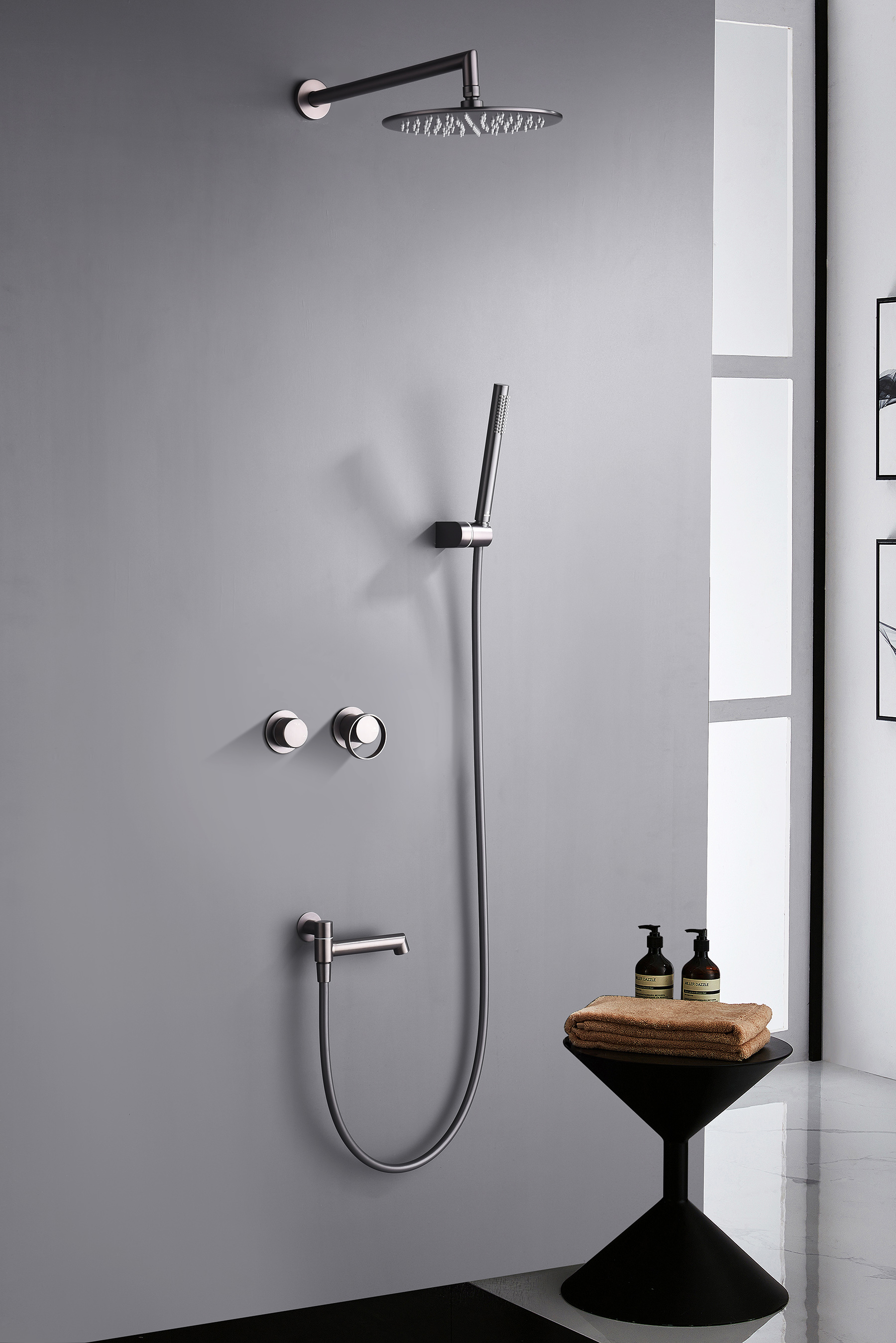 19165-Q Смеситель встраиваемый для душа с 3-функ. (ГРАФИТ) GANZER (6/1шт)