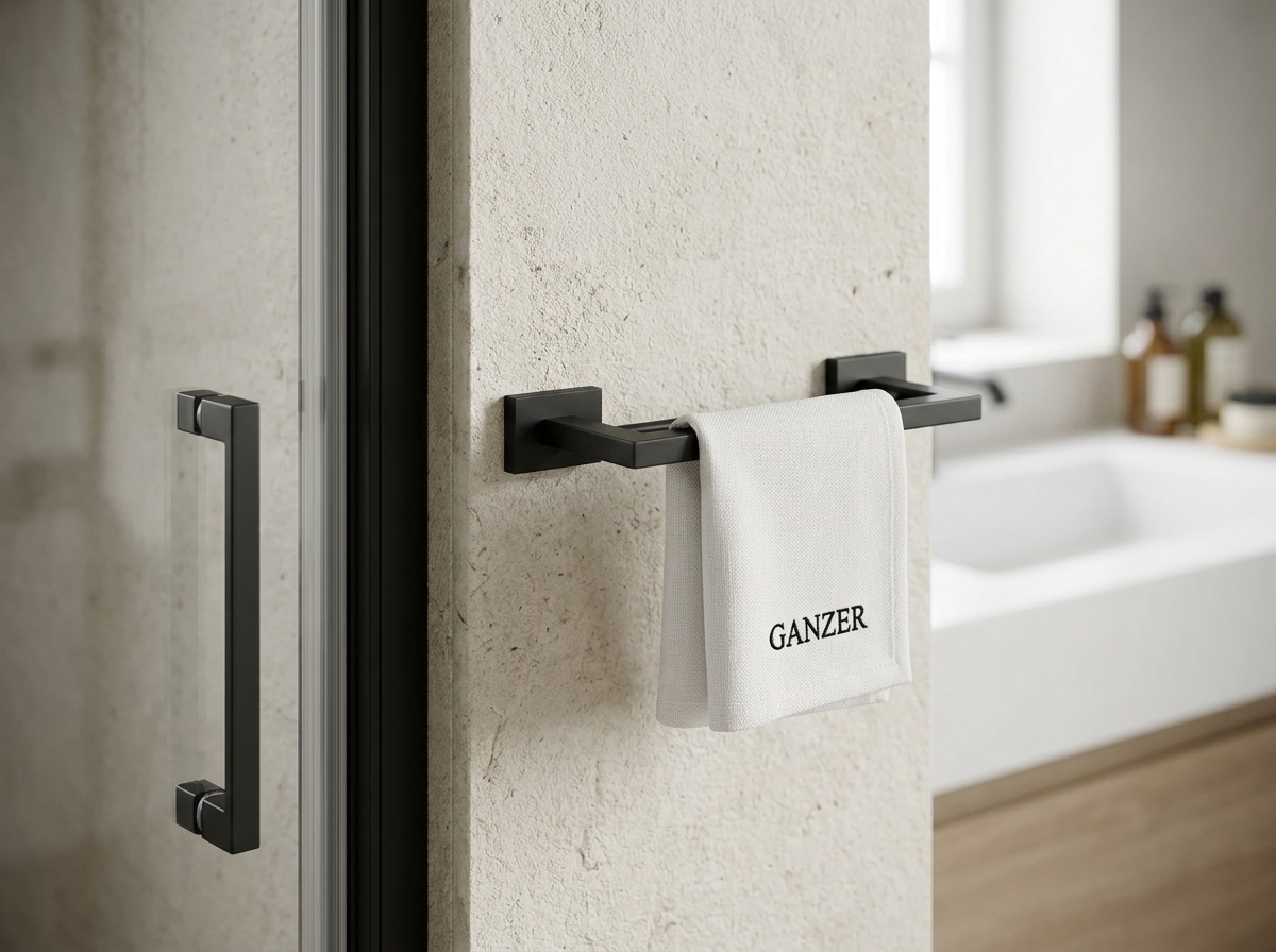 88071-C Держатель 2-ой для полотенца 55 см. (ЧЕРНЫЙ) GANZER (10/1шт)