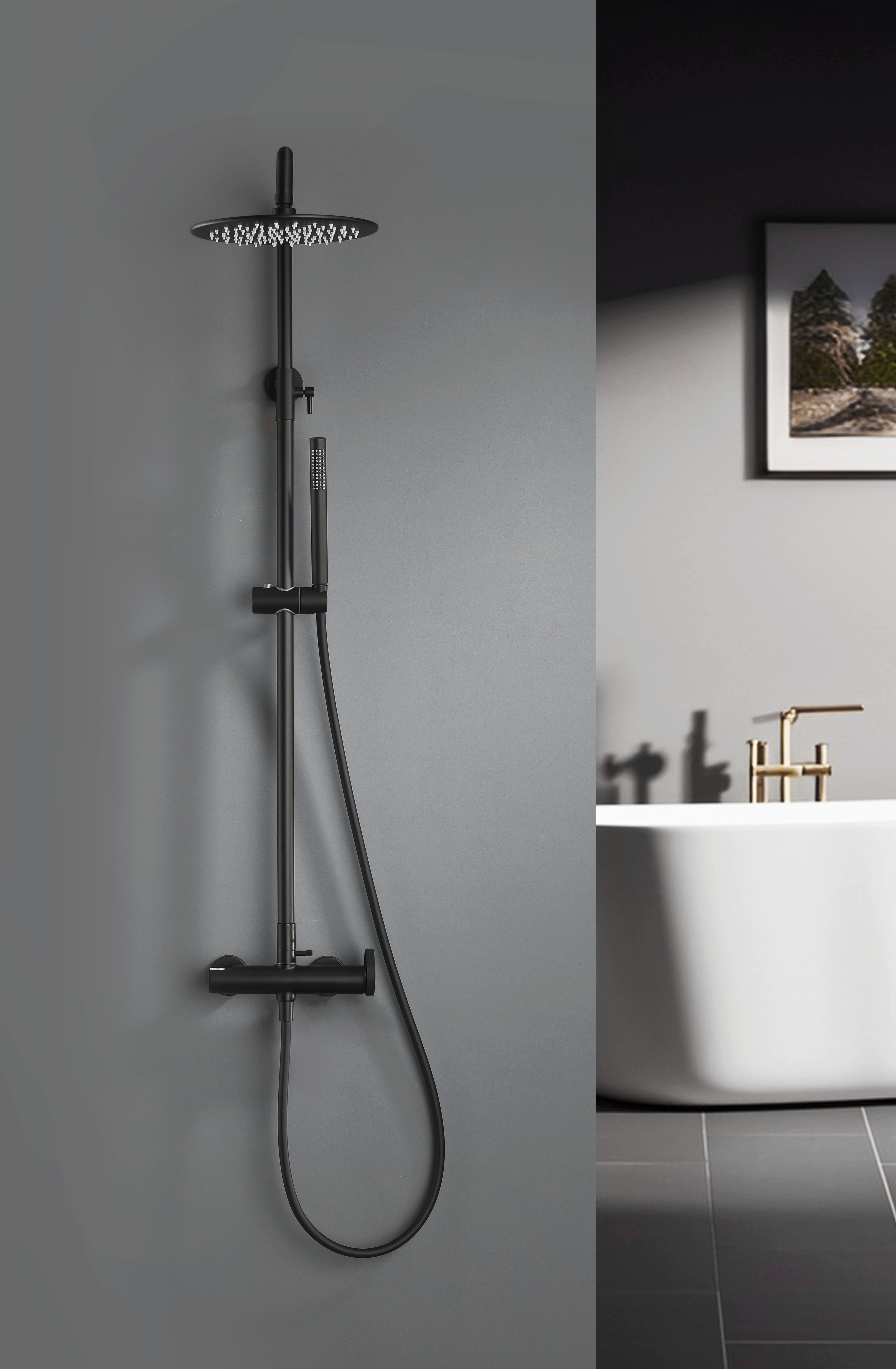 19160-C Душевая система без излива (ЧЕРНЫЙ) GANZER (5/1шт)