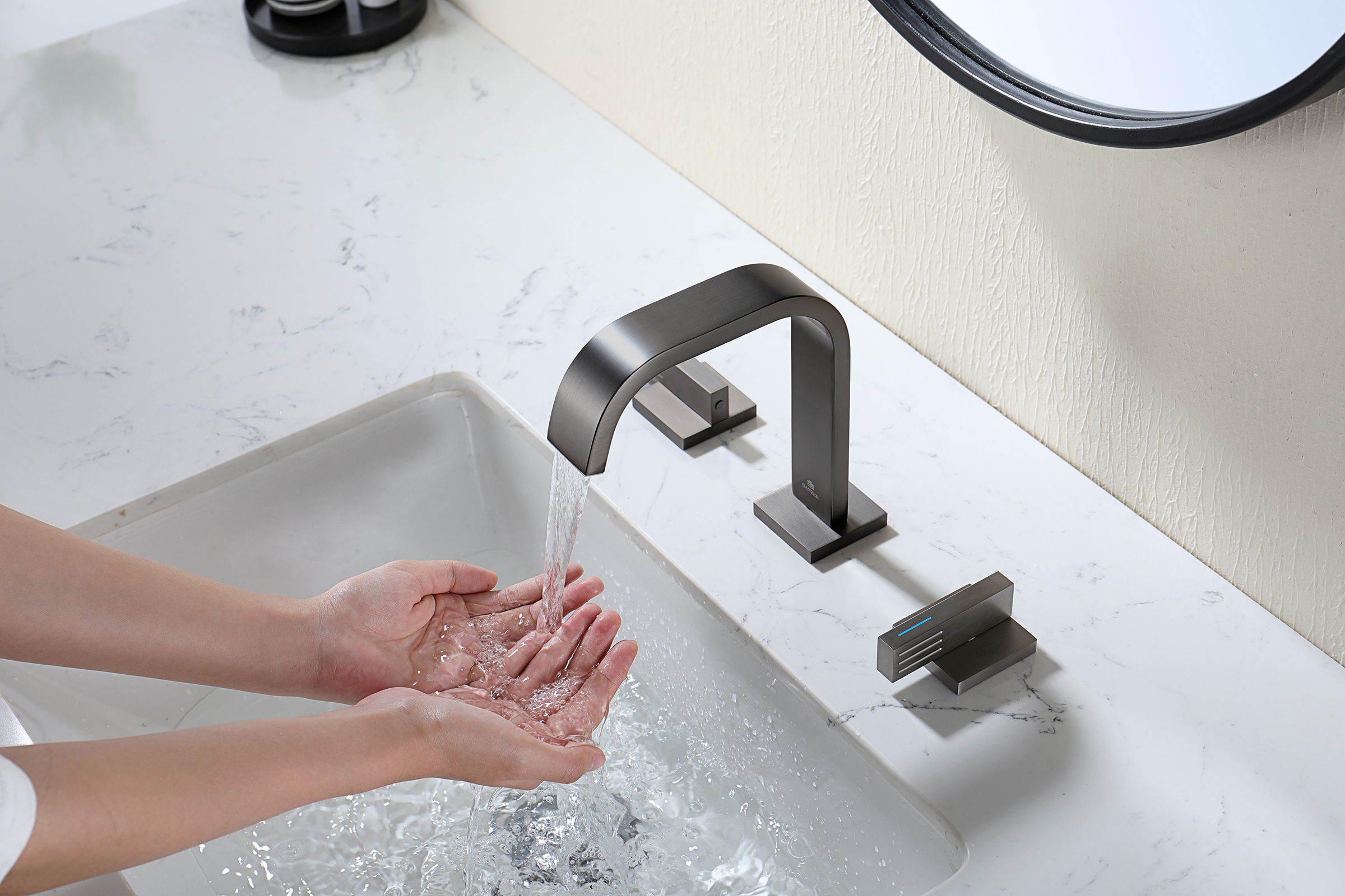 01115-Q Смеситель на борт раковины (3-отв,ГРАФИТ) GANZER (10/1шт)