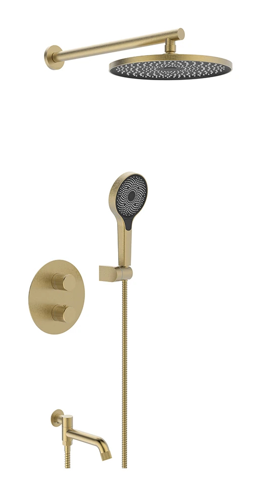 25003-3S Встроенный смес для ванны с 3-функ. термостат (Мат. Золото) ViEiR  (6/1шт)