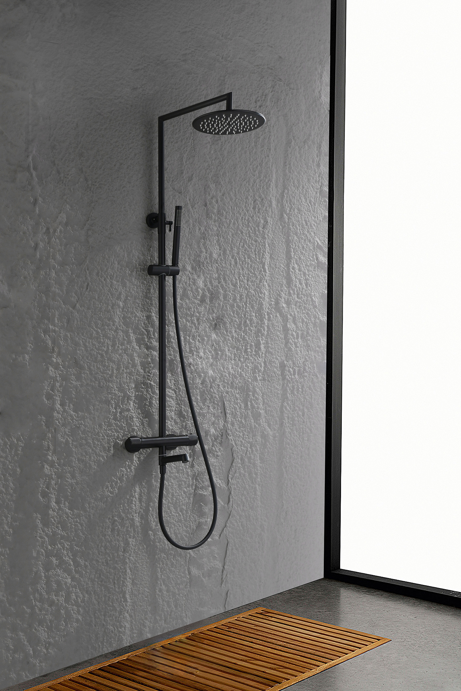 19170-C Душевая система с термостатом (ЧЕРНЫЙ) GANZER (5/1шт)