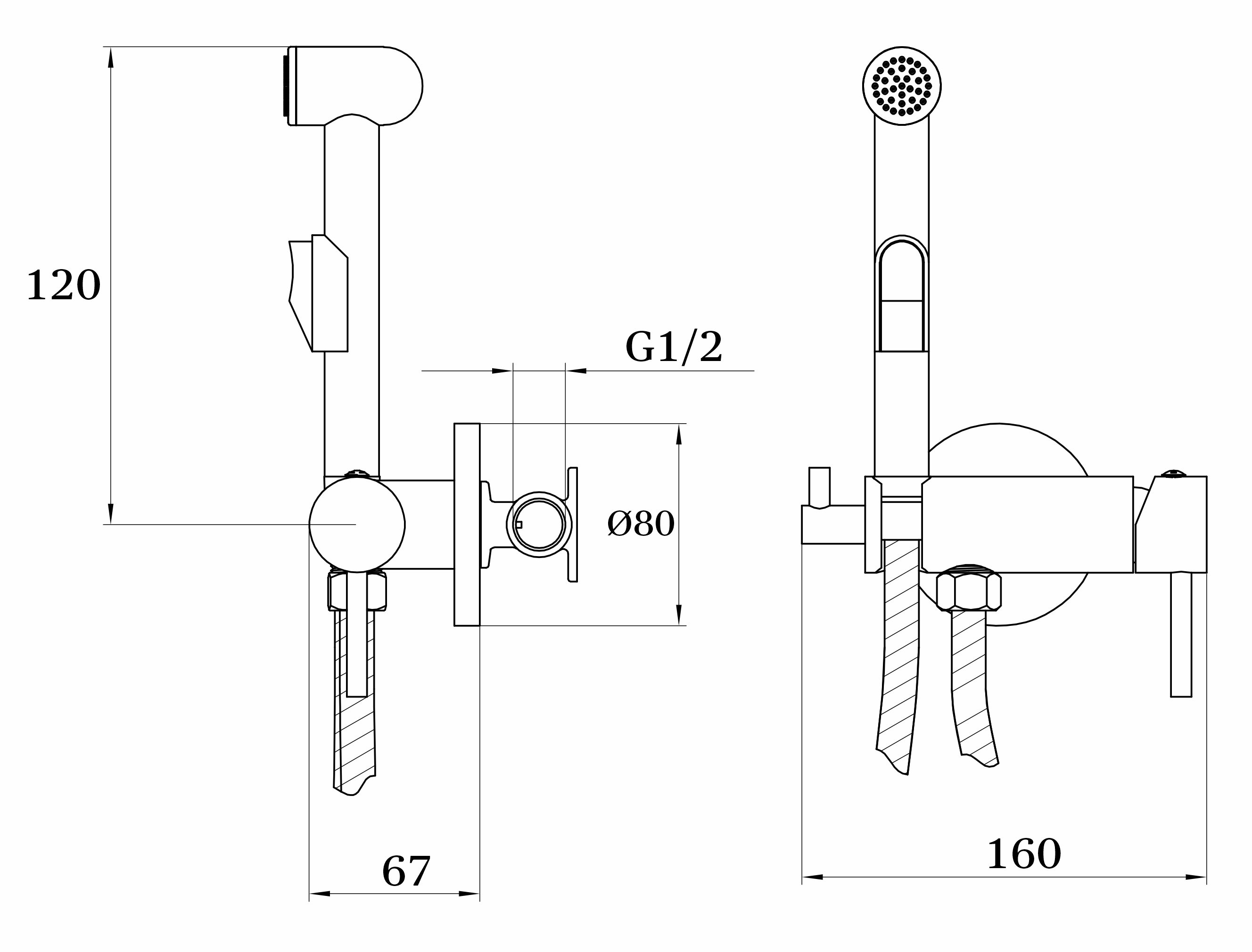 12402 Смеситель встраива. для биде круглый GANZER Л/К