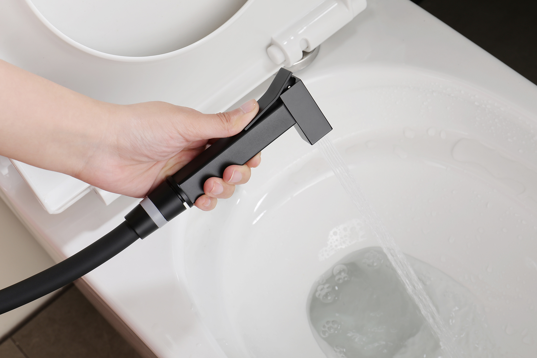 12157-C Смеситель встраиваемый с ГИГ. душем (ЧЕРНЫЙ) GANZER (10/1шт)