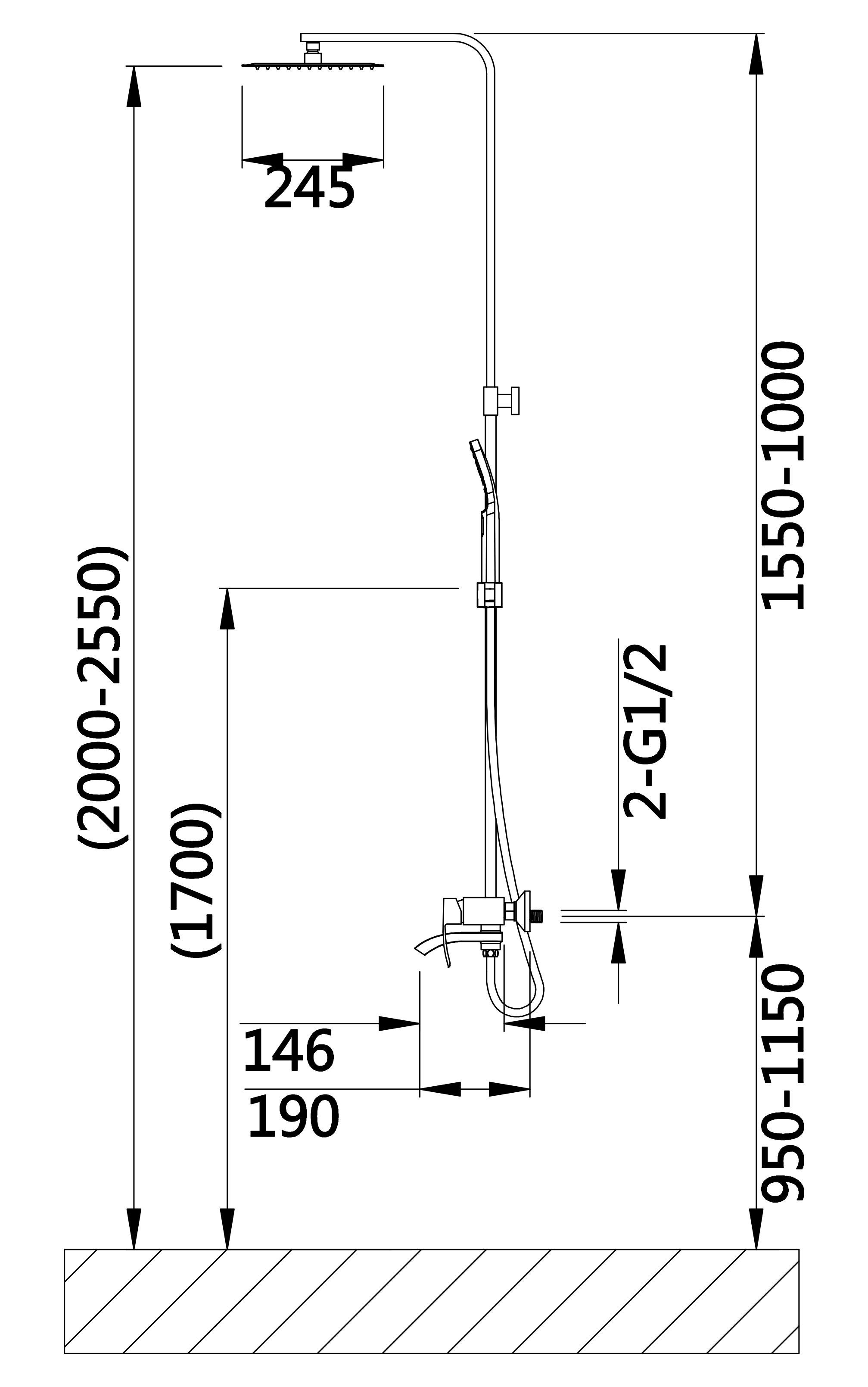 33244-G Од. душ. система из НЕРЖ. (САТИН)  HANSEN (4/1шт)