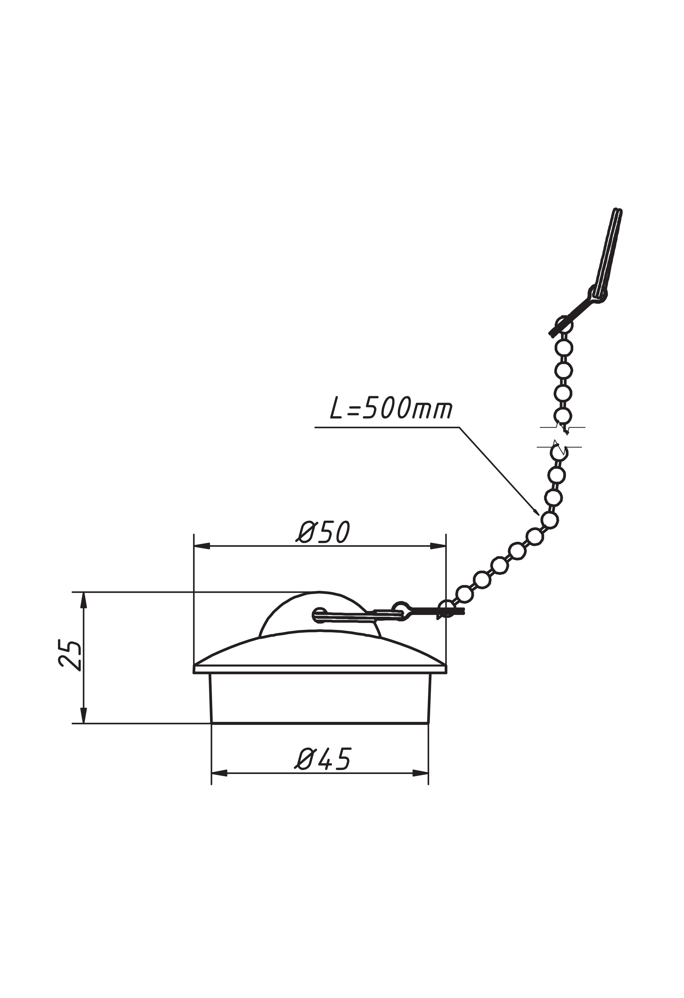Пробка для сифона 1"1/2 с цепочкой ОРИО  (40/1шт)