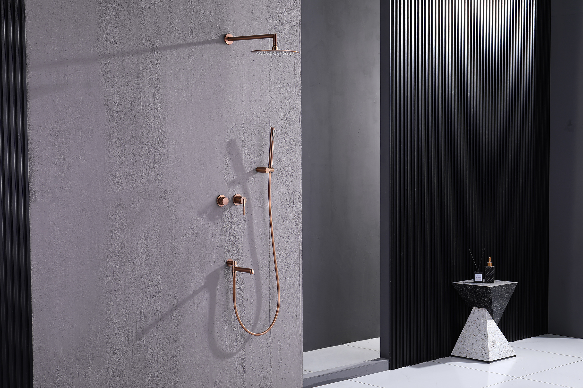 19165-R Смеситель встраиваемый для душа с 3-функ. (Роз. Золото) GANZER (6/1шт)