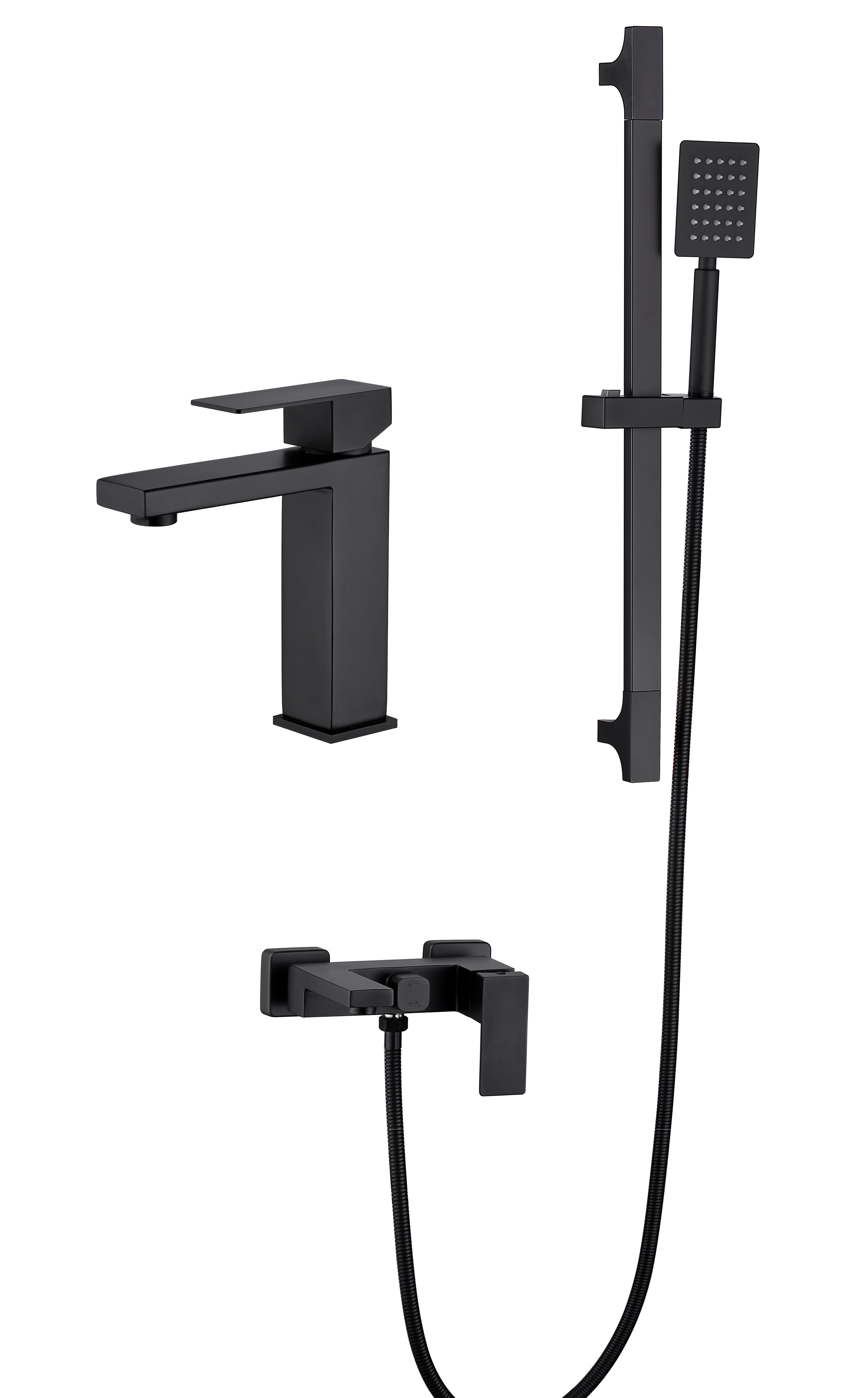 91304-C Душевой комплект (3 в 1) НЕРЖ (ЧЕРНЫЙ) HANSEN  (5/1шт)