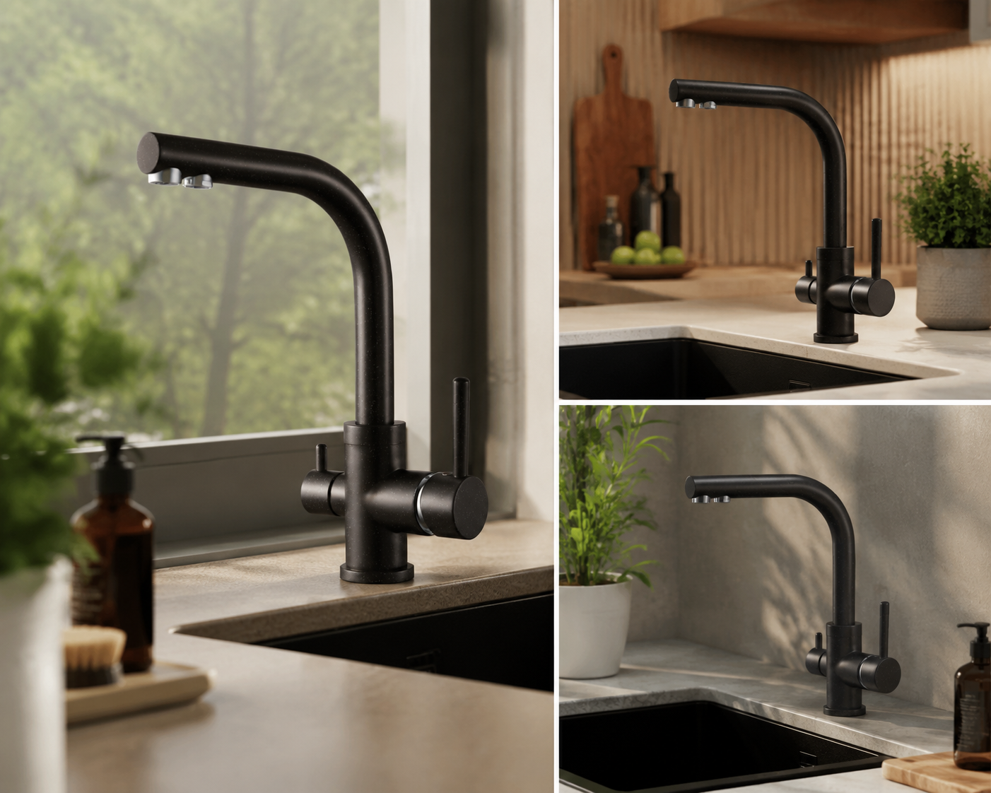 16025-C Смеситель (ЧЕРНЫЙ) с фильтром "GANZER"  (10/1шт)  Л/К