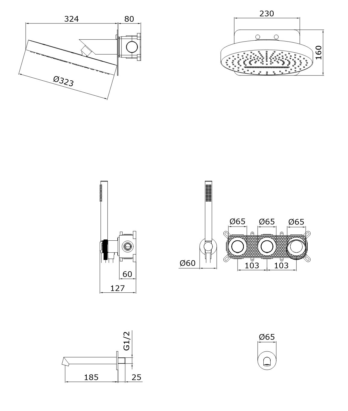19168-S Встроенный смес для душа с 3-функ. (Мат. Золото) GANZER  (2/1шт)