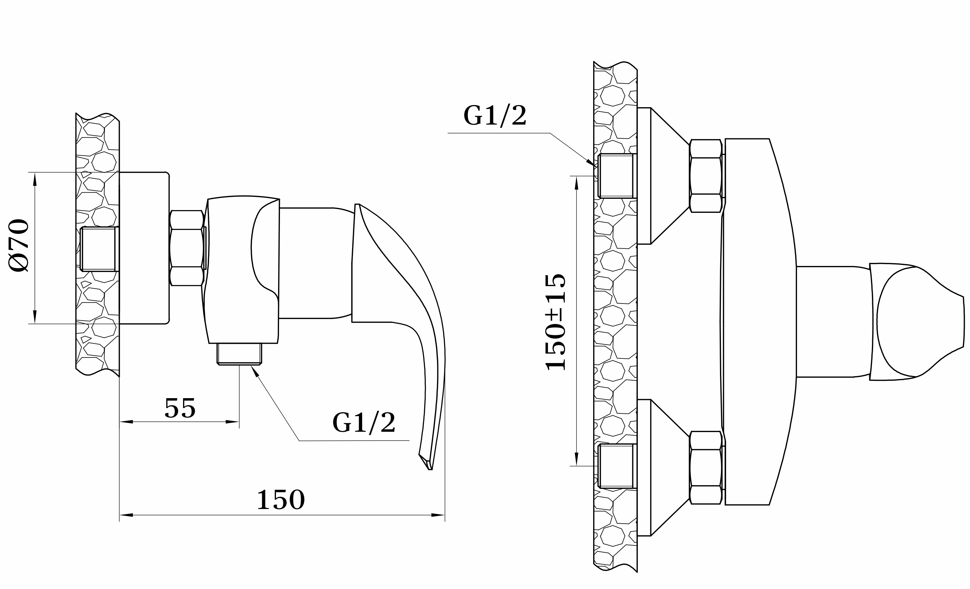 03052 Смеситель для душа "GANZER"  (6/1шт)  Л/К