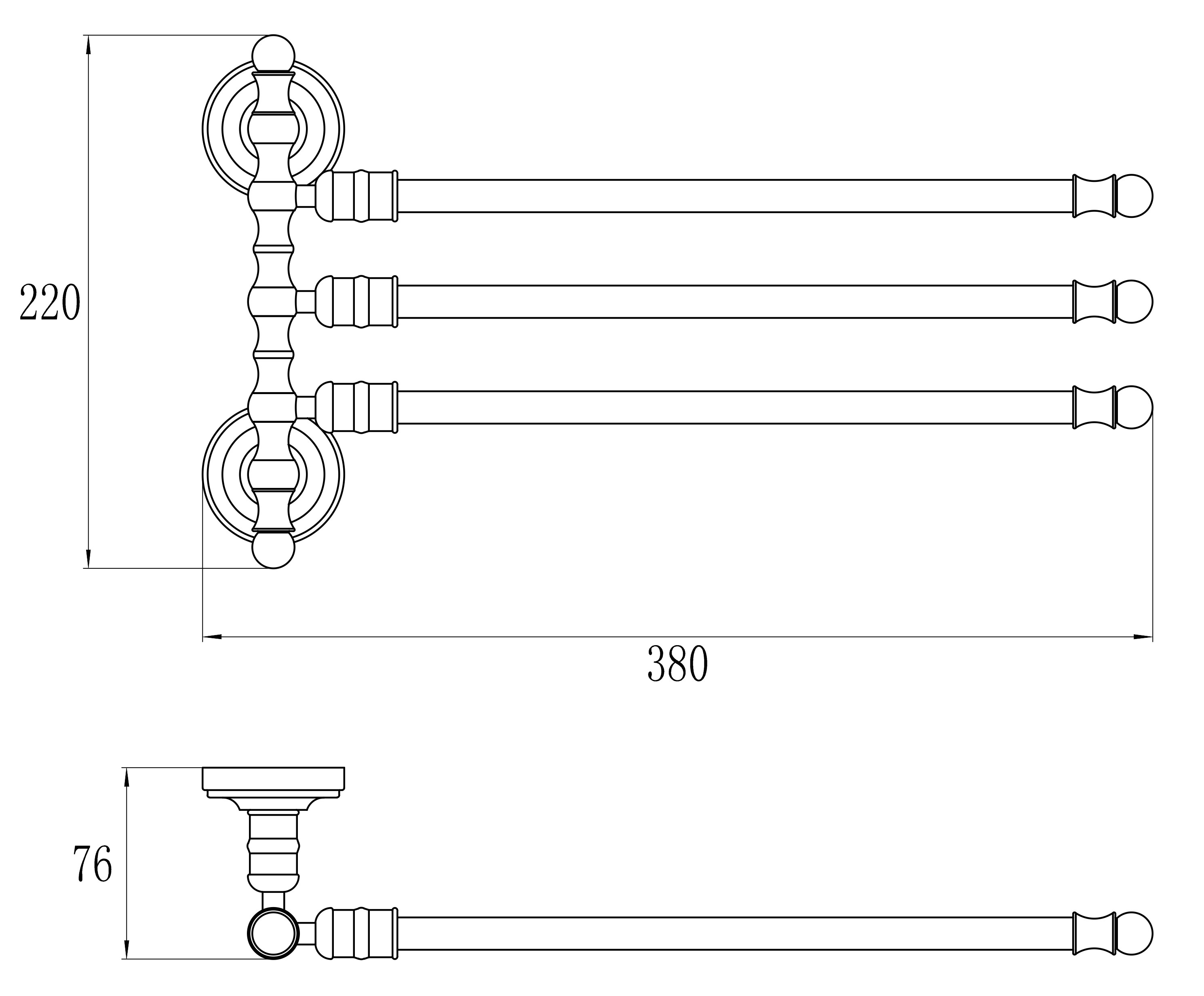 31013 П/держатель поворот. 3-ной GANZER (10/1шт)