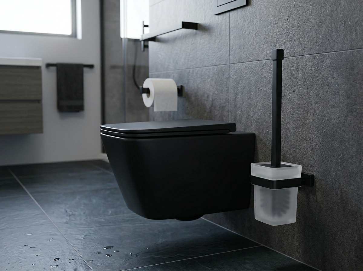 88090-C Ершик настенный стекло (ЧЕРНЫЙ)  GANZER (10/1шт)