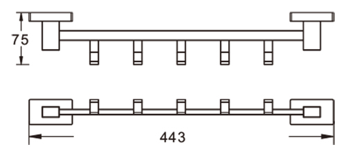 5016-G Вешалка для полотенца с 5-ю крючками (ГРАФИТ) ViEiR  (30/1шт)
