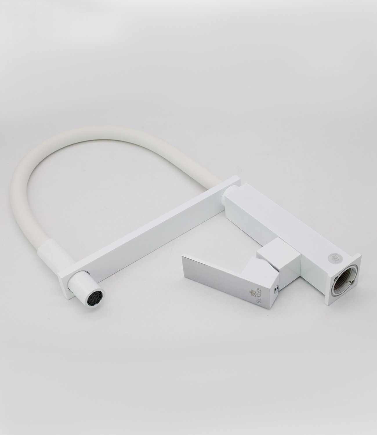 16037-F Смеситель для кухни с гибким изливом (БЕЛЫЙ)  GANZER