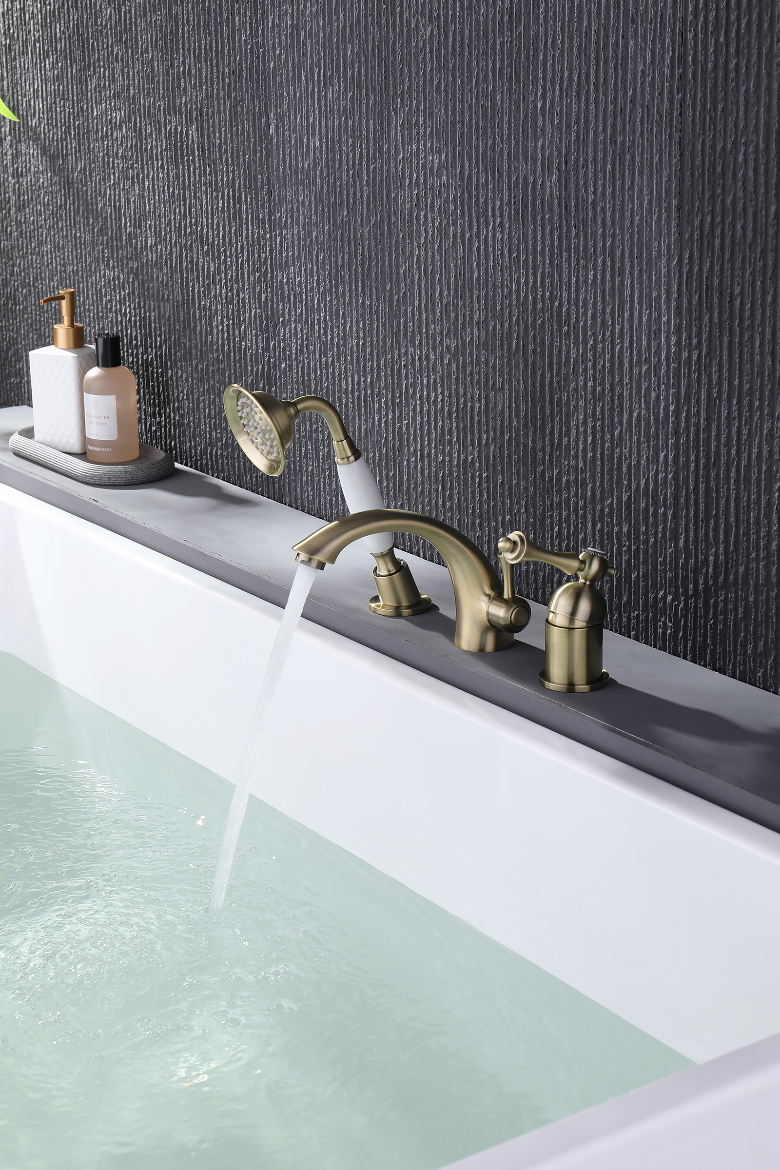 77133-D Смеситель на борт ванны (3-отв,БРОНЗА)  GANZER (8/1шт)