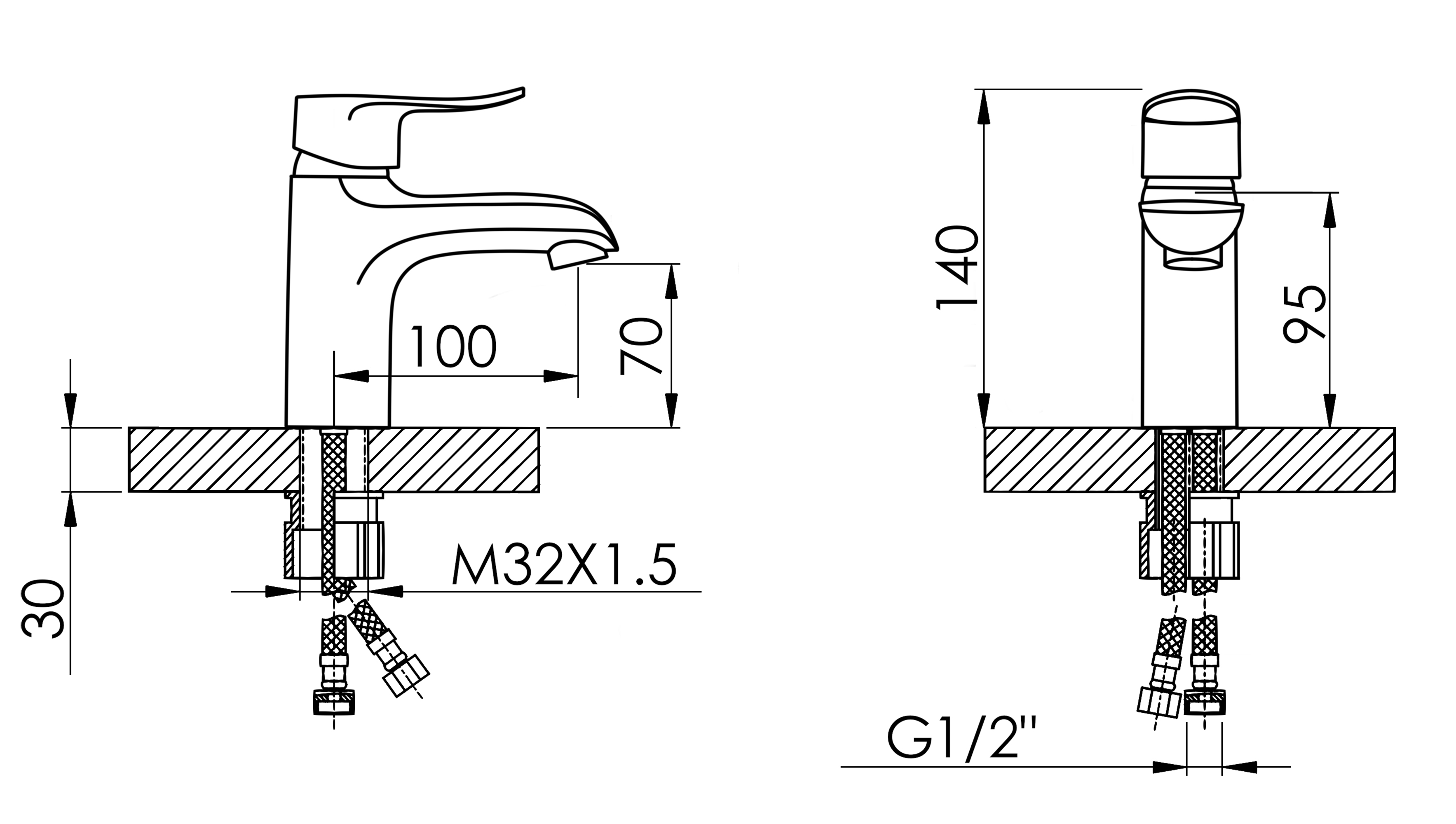 10003-F Смеситель для умывальника (БЕЛЫЙ) HANSEN  (10/1шт)
